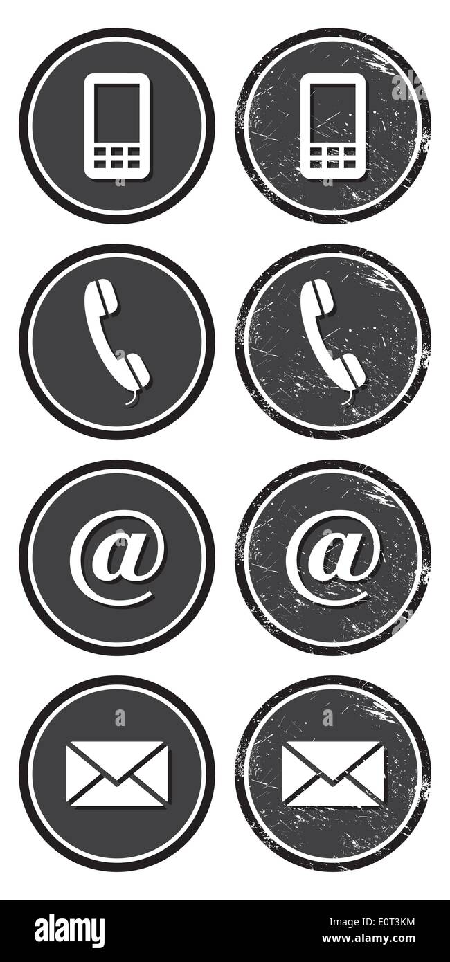 Contact web and internet retro icons set Stock Vector