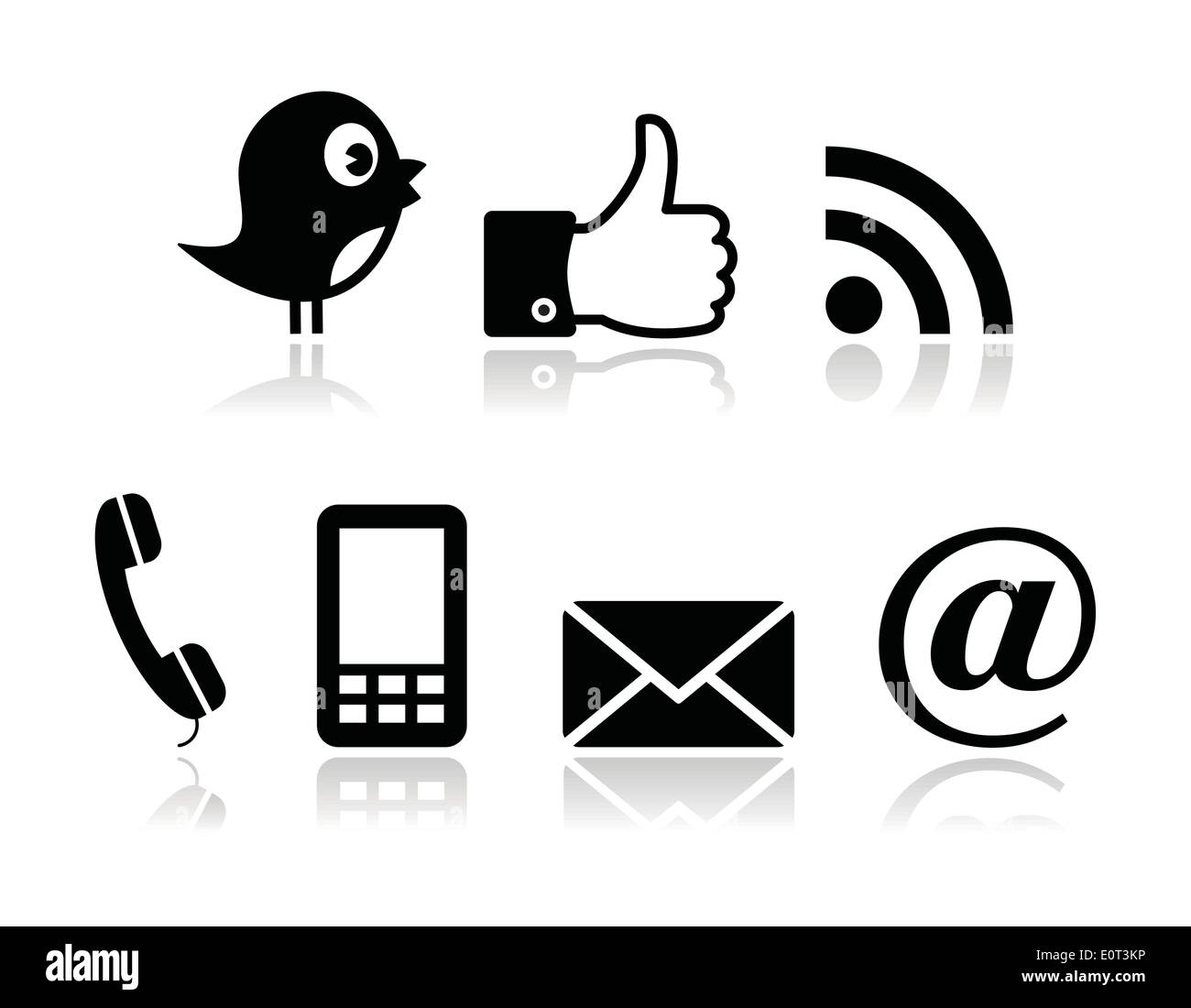 Contact and social media icons set- twitter, facebook, rss Stock Vector