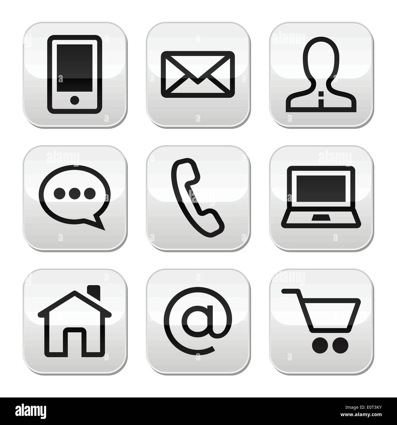 Contact web vector stroke buttons set Stock Vector