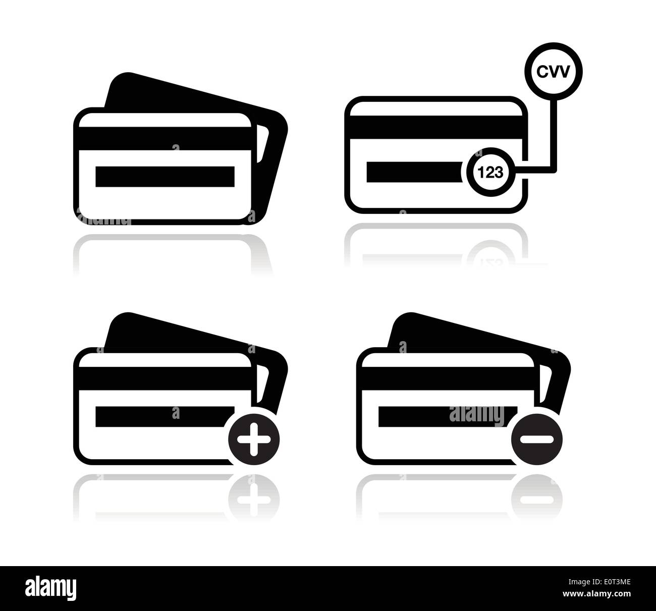 Credit Card, CVV code black icons set with shadow Stock Vector Image ...