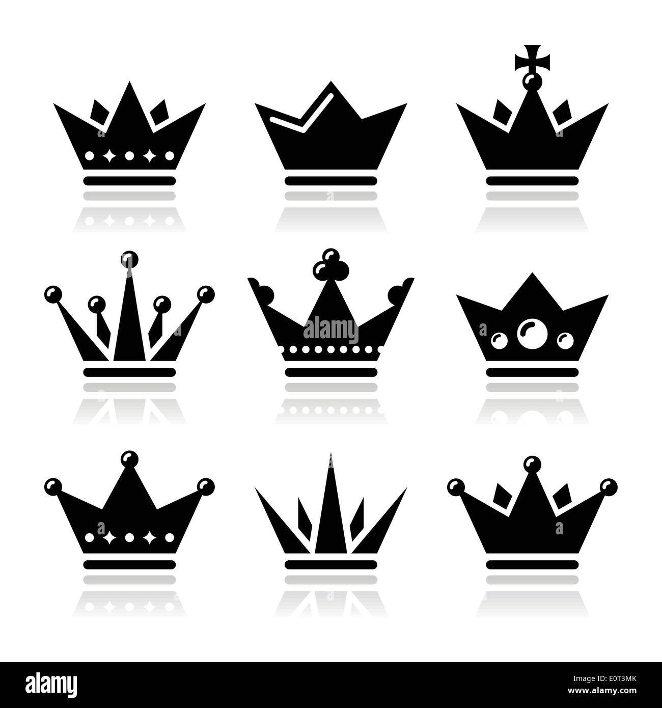 Crown, royal family icons set Stock Vector
