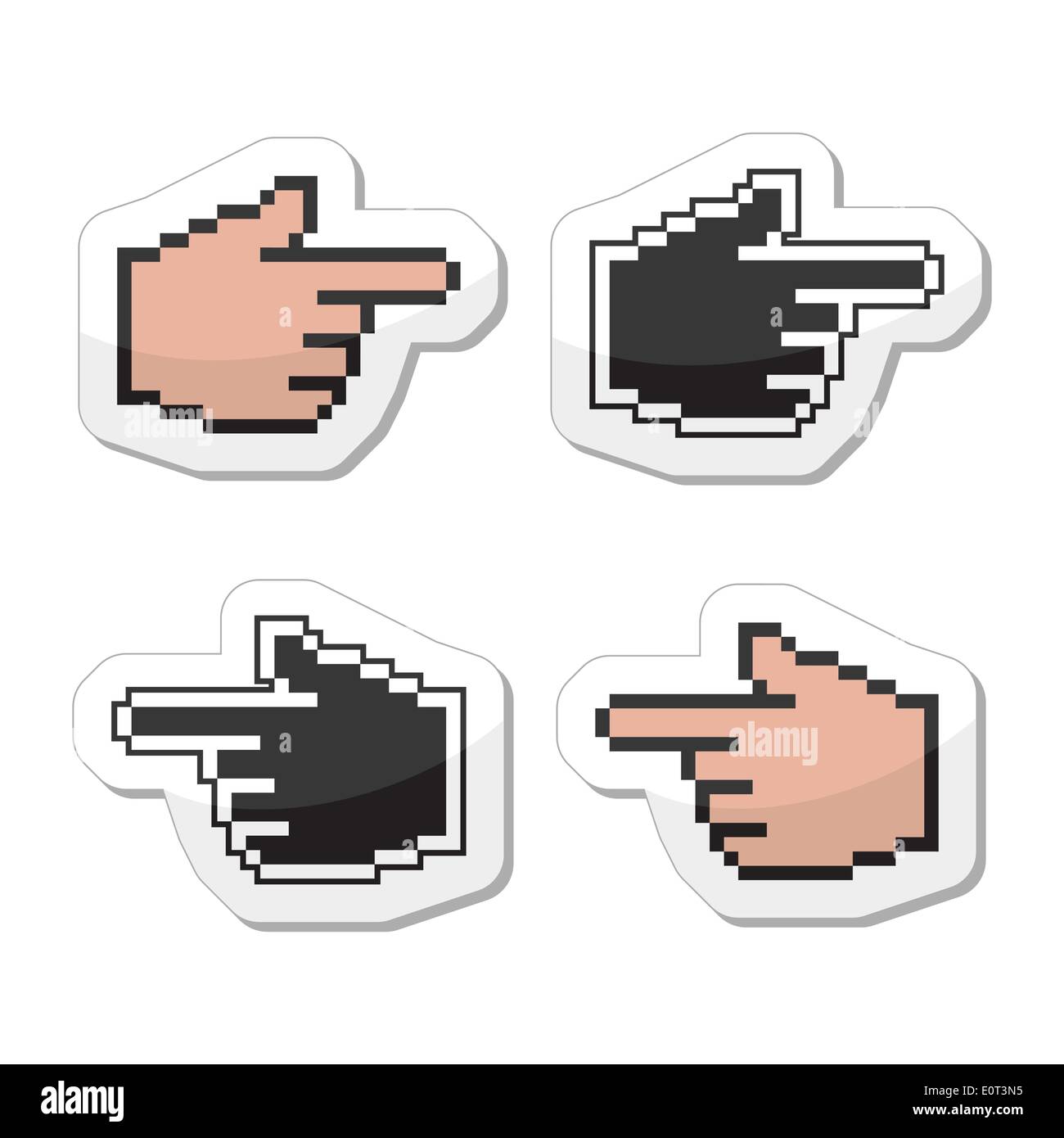 Pixel cursor poiting hands vector icons Stock Vector Image & Art - Alamy