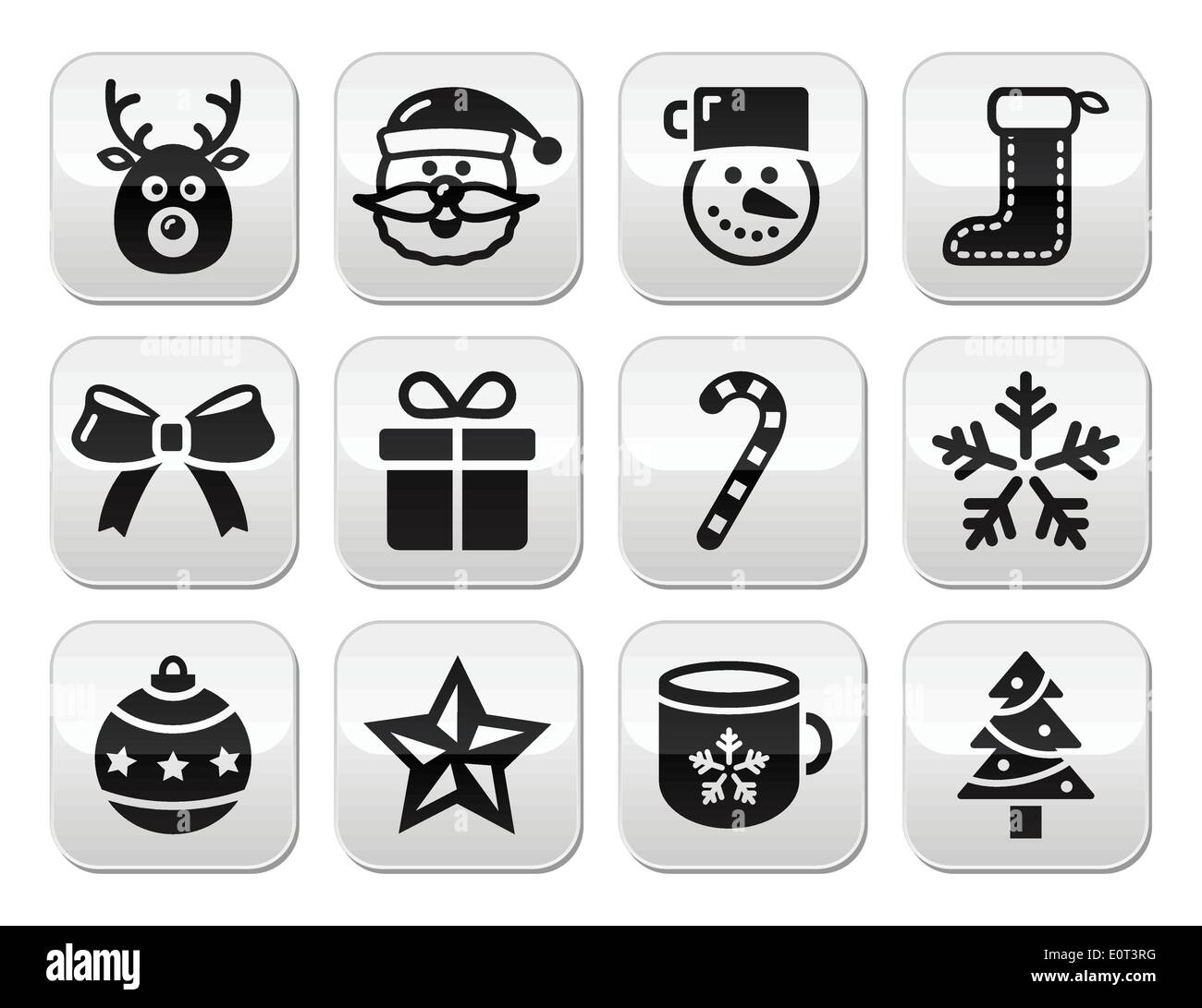 Christmas buttons set - santa, present, tree Stock Vector Image &amp; Art ...