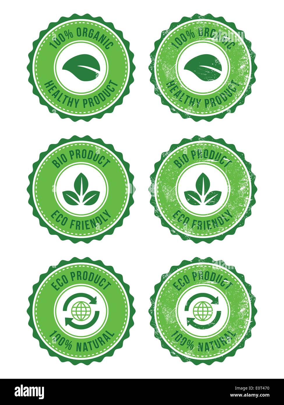 Green 100% organic natural eco product retro labels Stock Vector Image ...