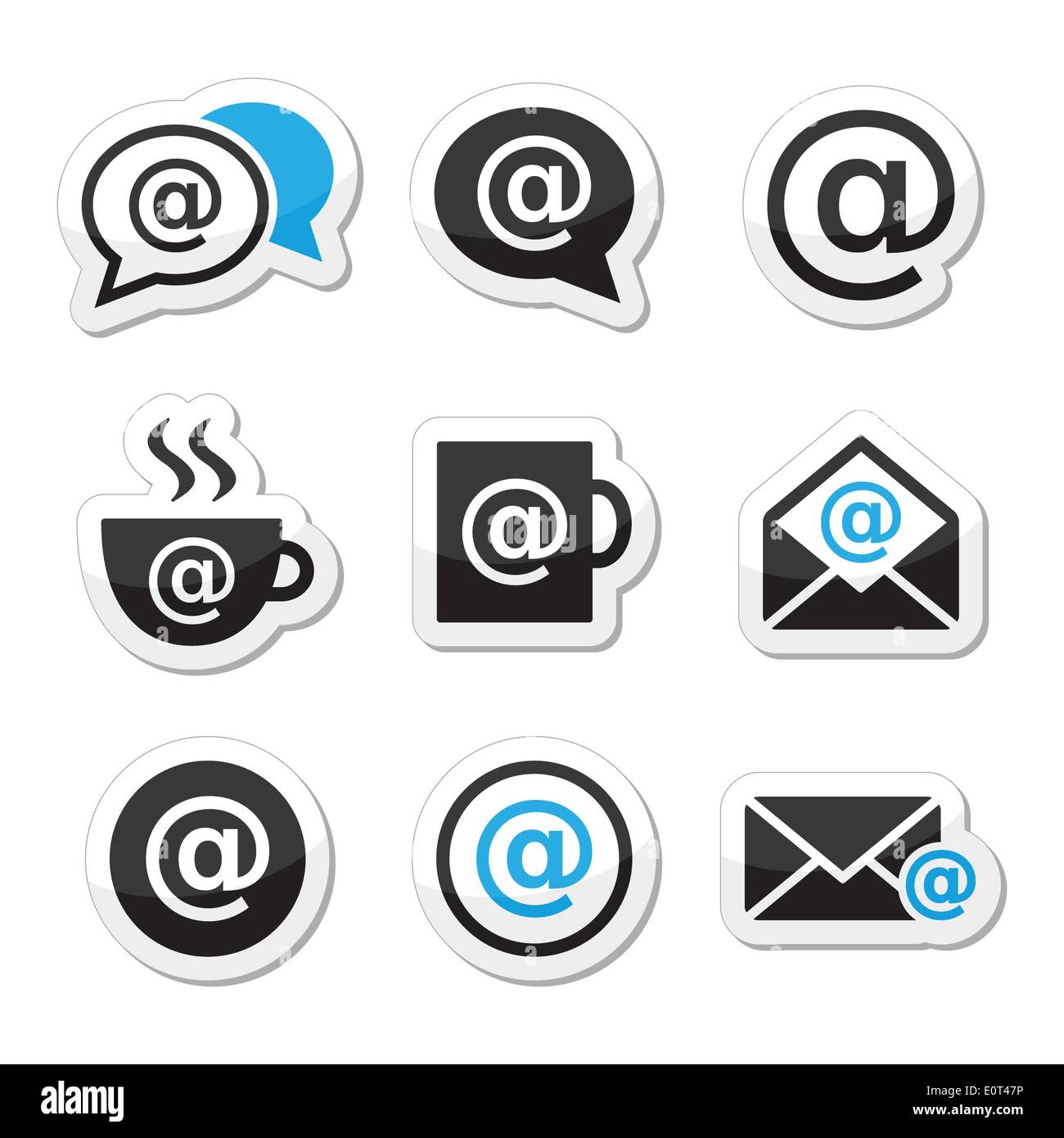 Email, internet cafe, wifi vector icons set Stock Vector