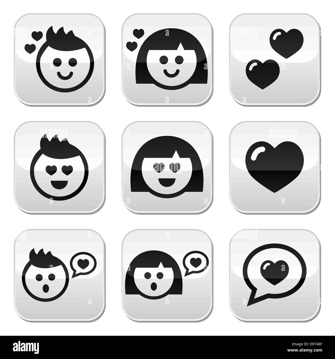 Man and woman in love, Valentine's buttons set Stock Vector
