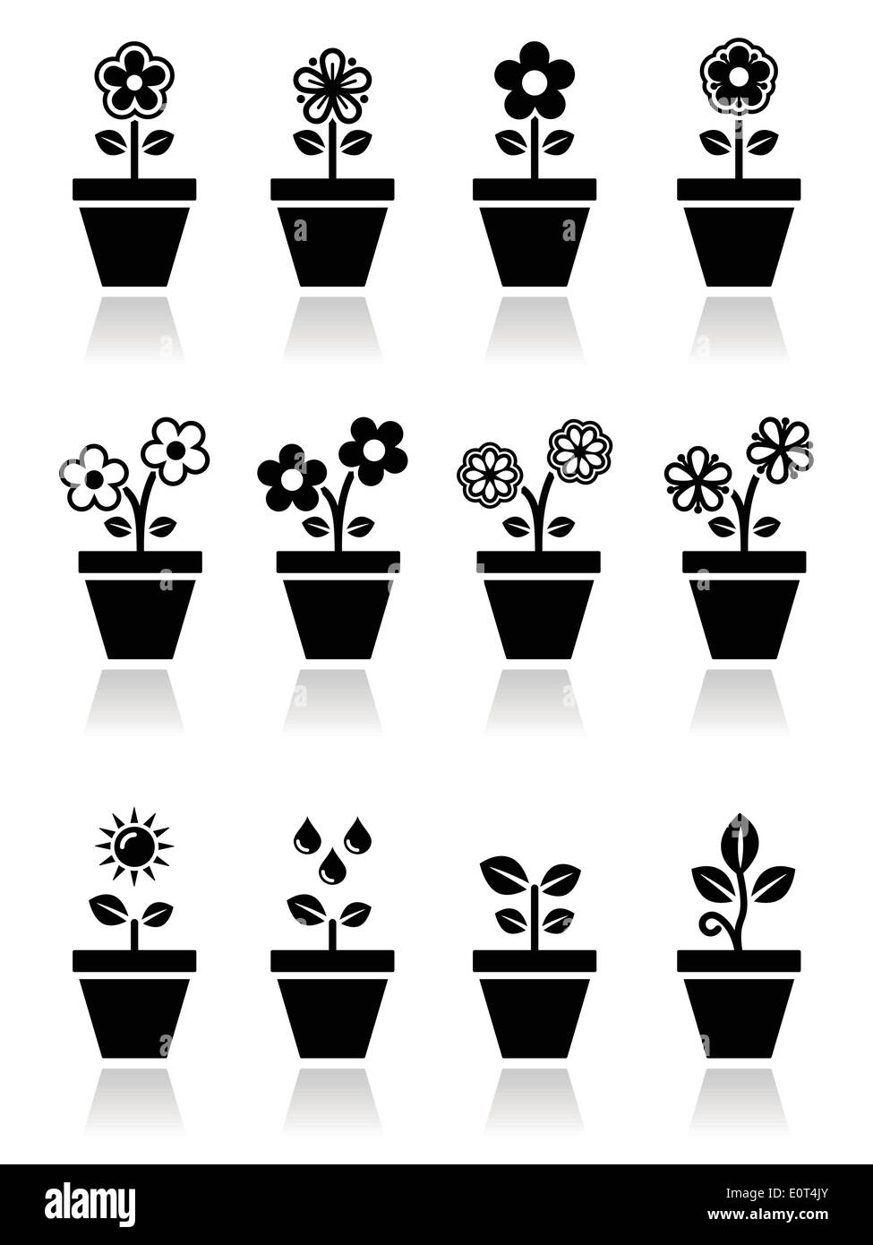Flower, plant in pot vector icons set Stock Vector Image & Art - Alamy
