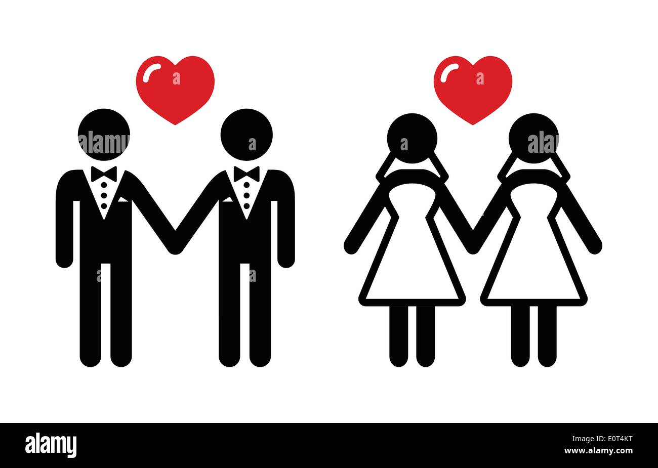 Gay marriage icons set Stock Vector