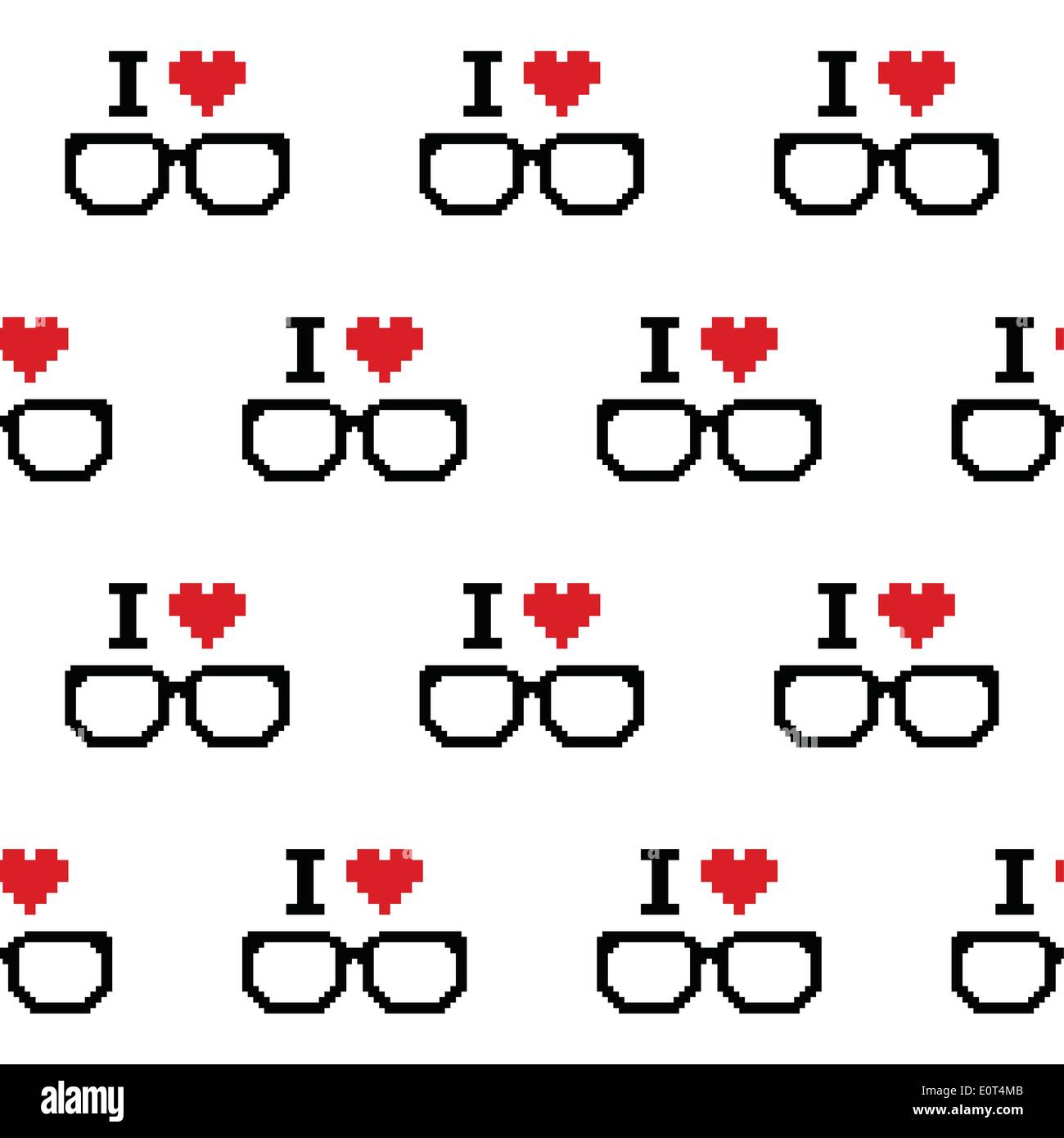 I love geeks, glasses seamless pattern Stock Vector