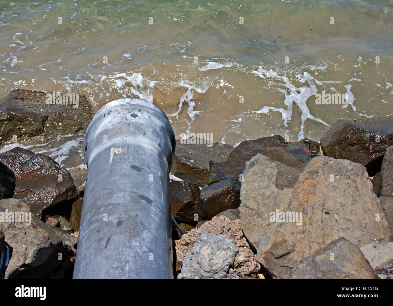 Waste water pipe discharging into the sea Stock Photo Alamy