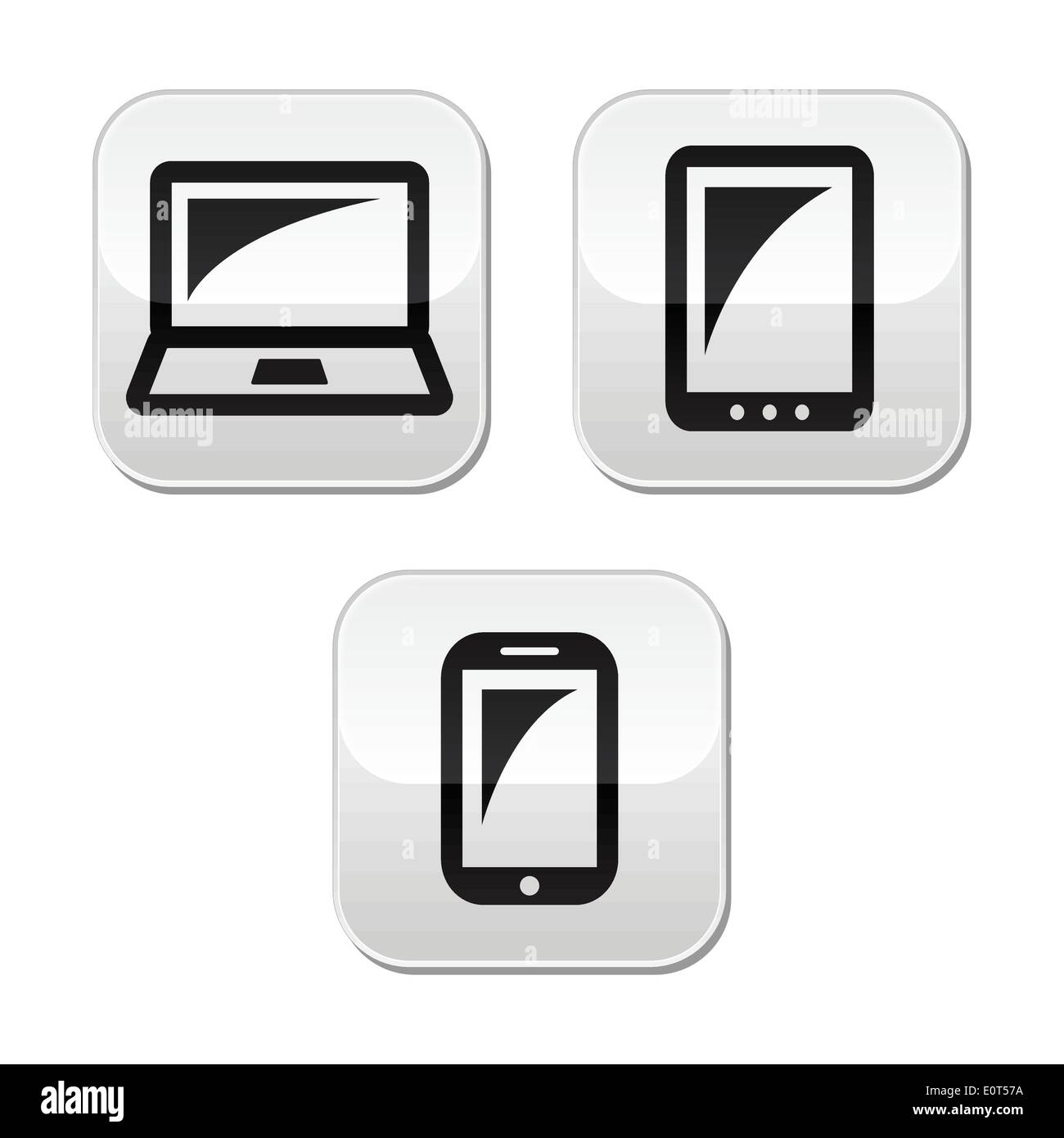 Laptop, tablet, smarthone vecor buttons set Stock Vector