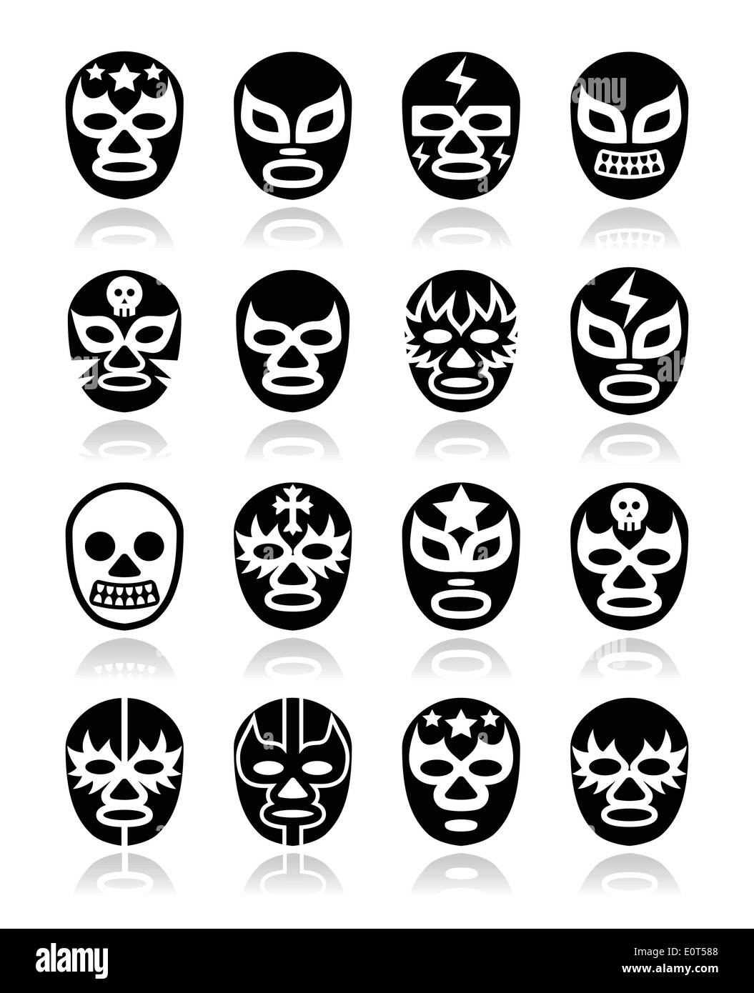 Lucha libre mexican wrestling masks icons Stock Vector