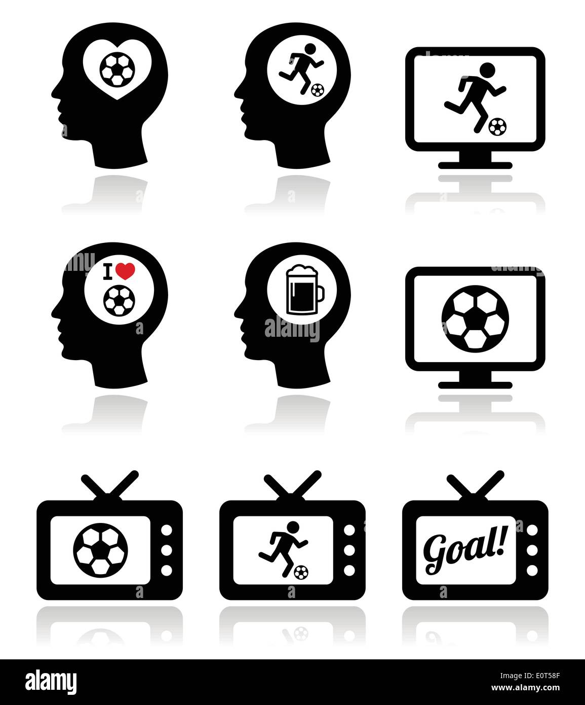 Man loving football or soccer icons set Stock Vector Image & Art - Alamy