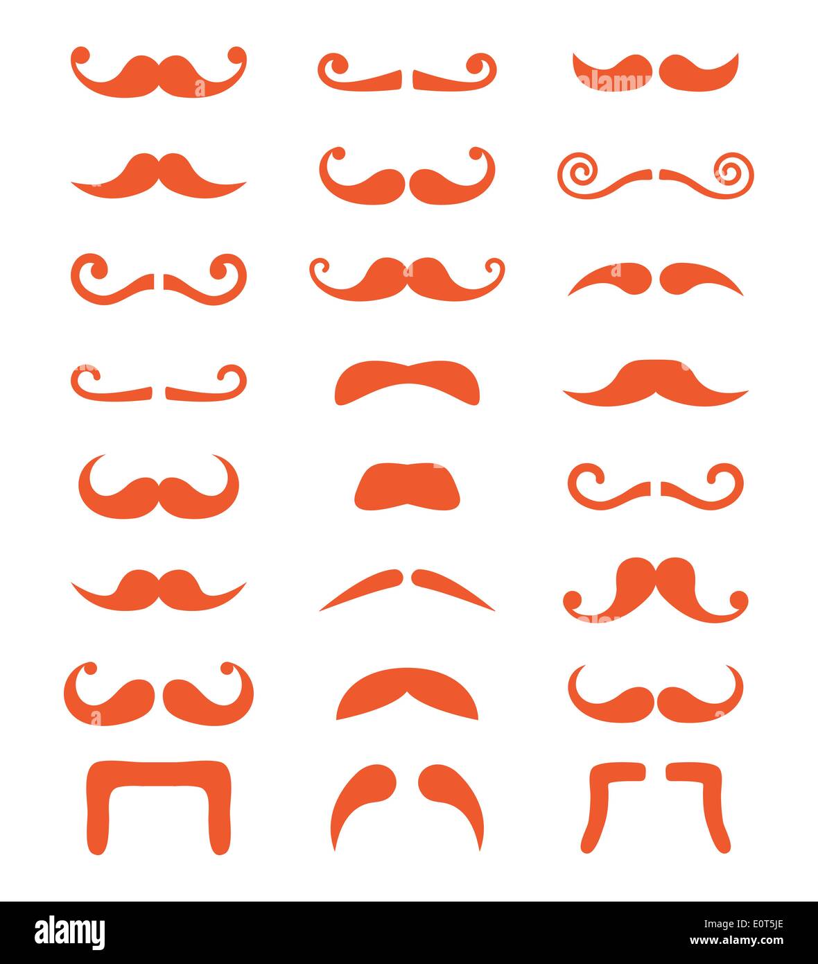 Ginger moustache or mustache vector icons set Stock Vector