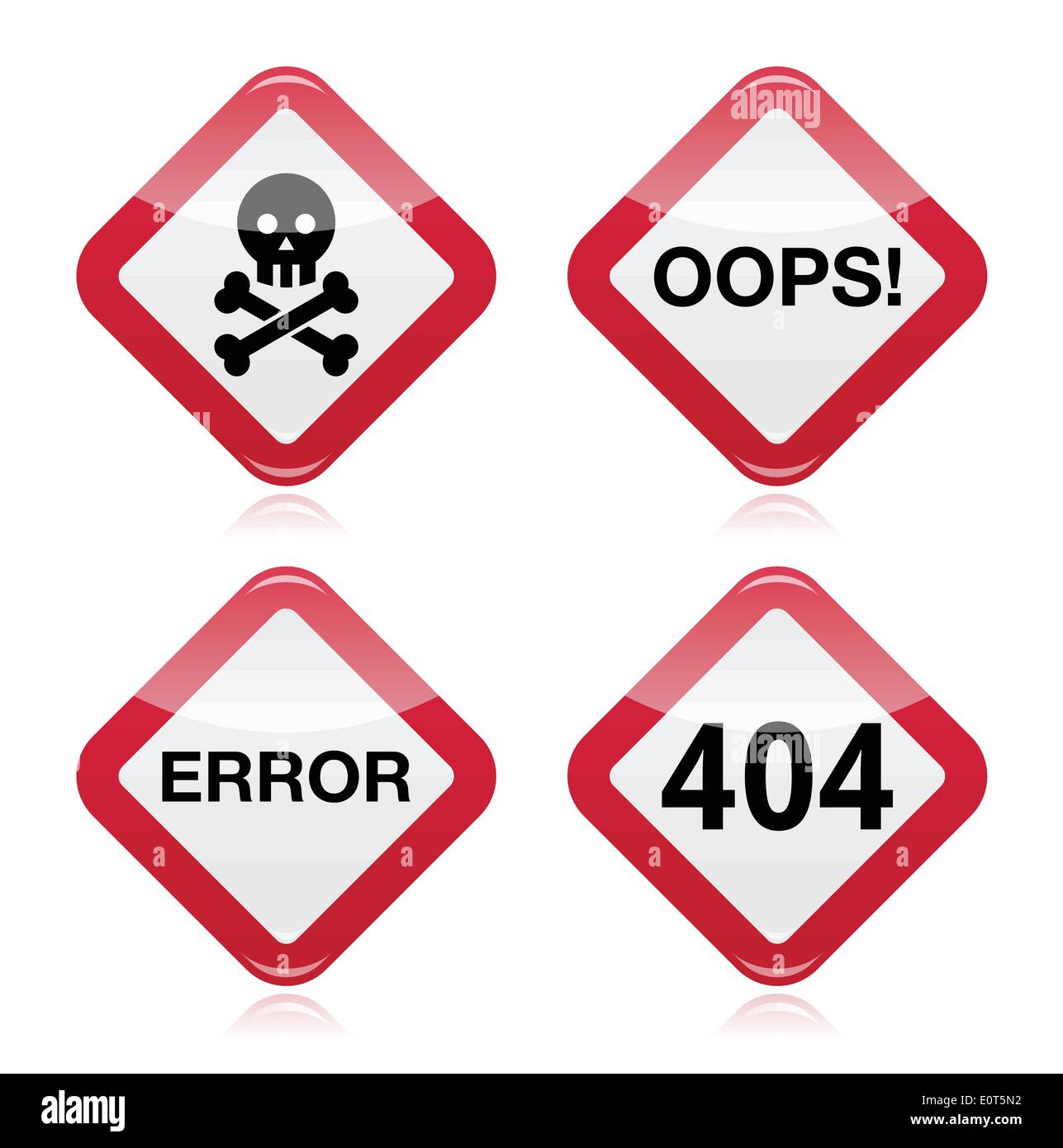 Danger, oops, error, 404 red warning sign Stock Vector