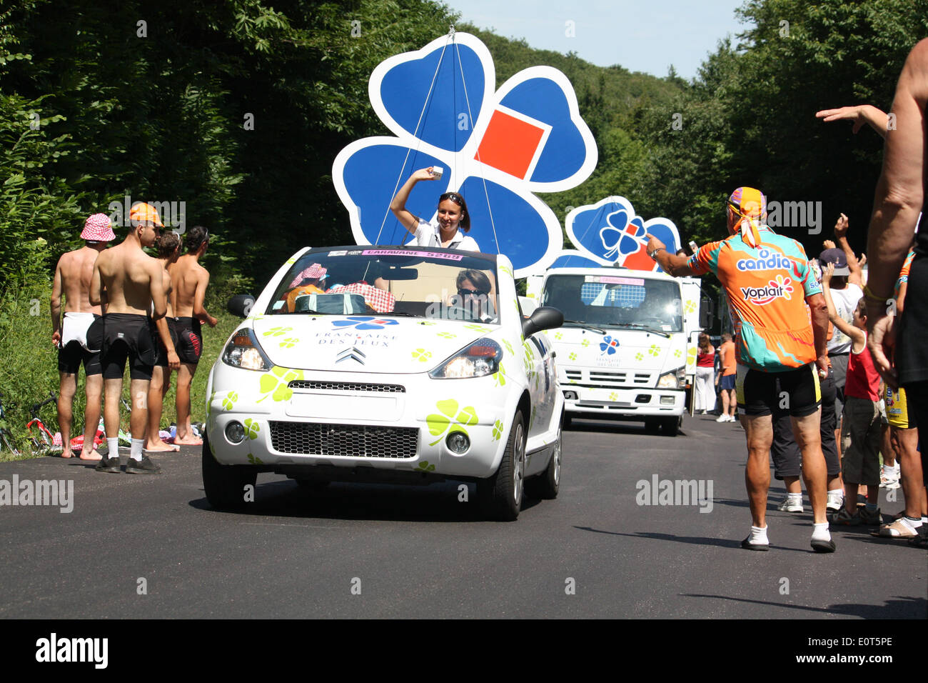 French sporting event bike, Tour de France, Chambaran, Isere, Rhone Alpes, France. Stock Photo