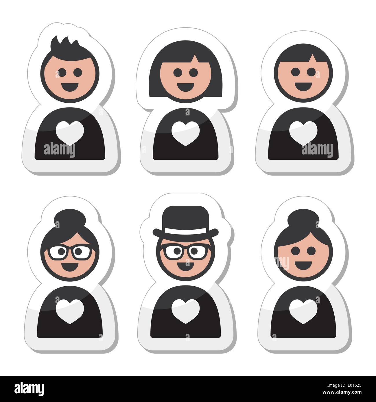 People in love, valentine's day icons set Stock Vector