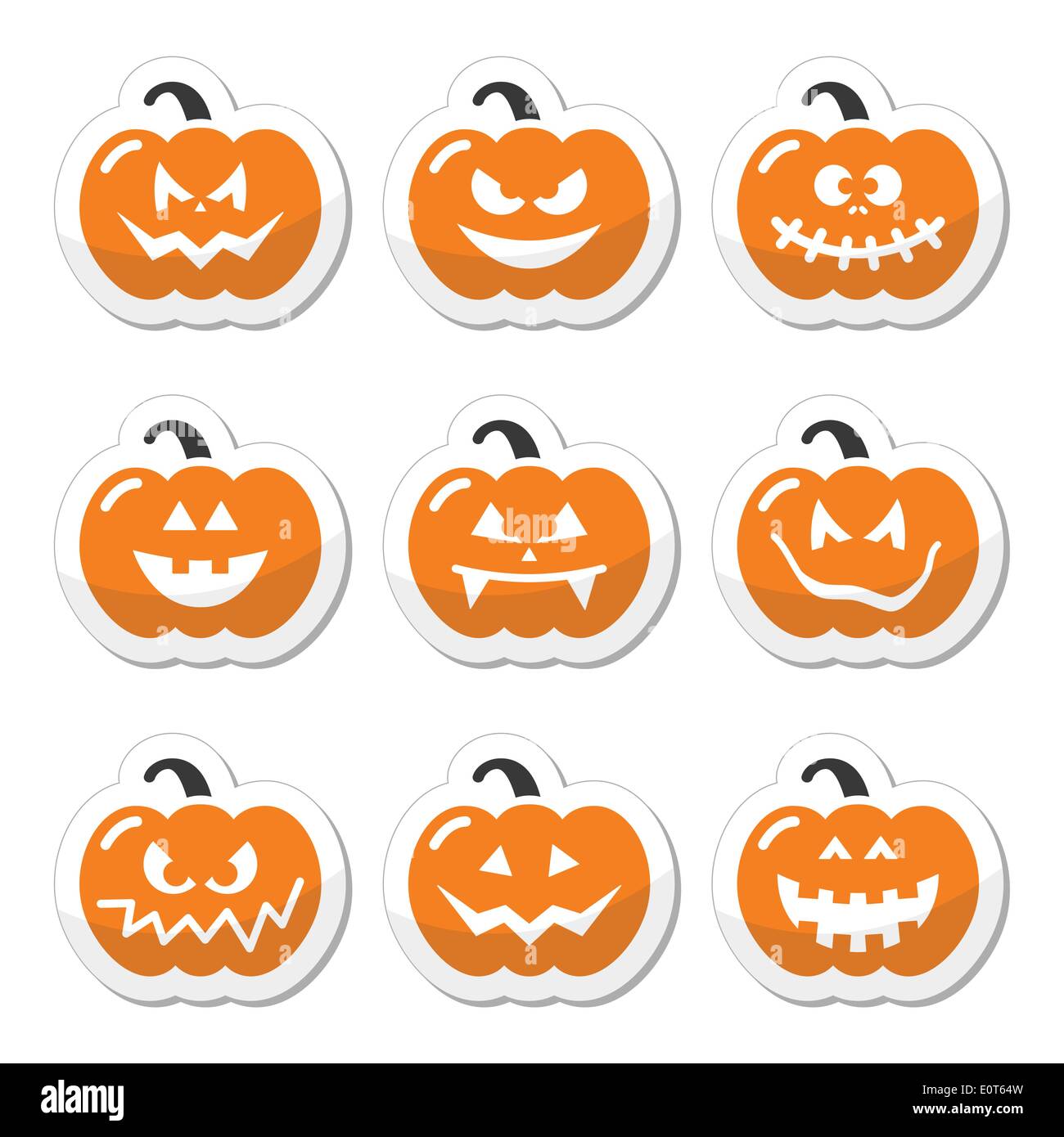 Halloween pumkin vector orange icons set Stock Vector