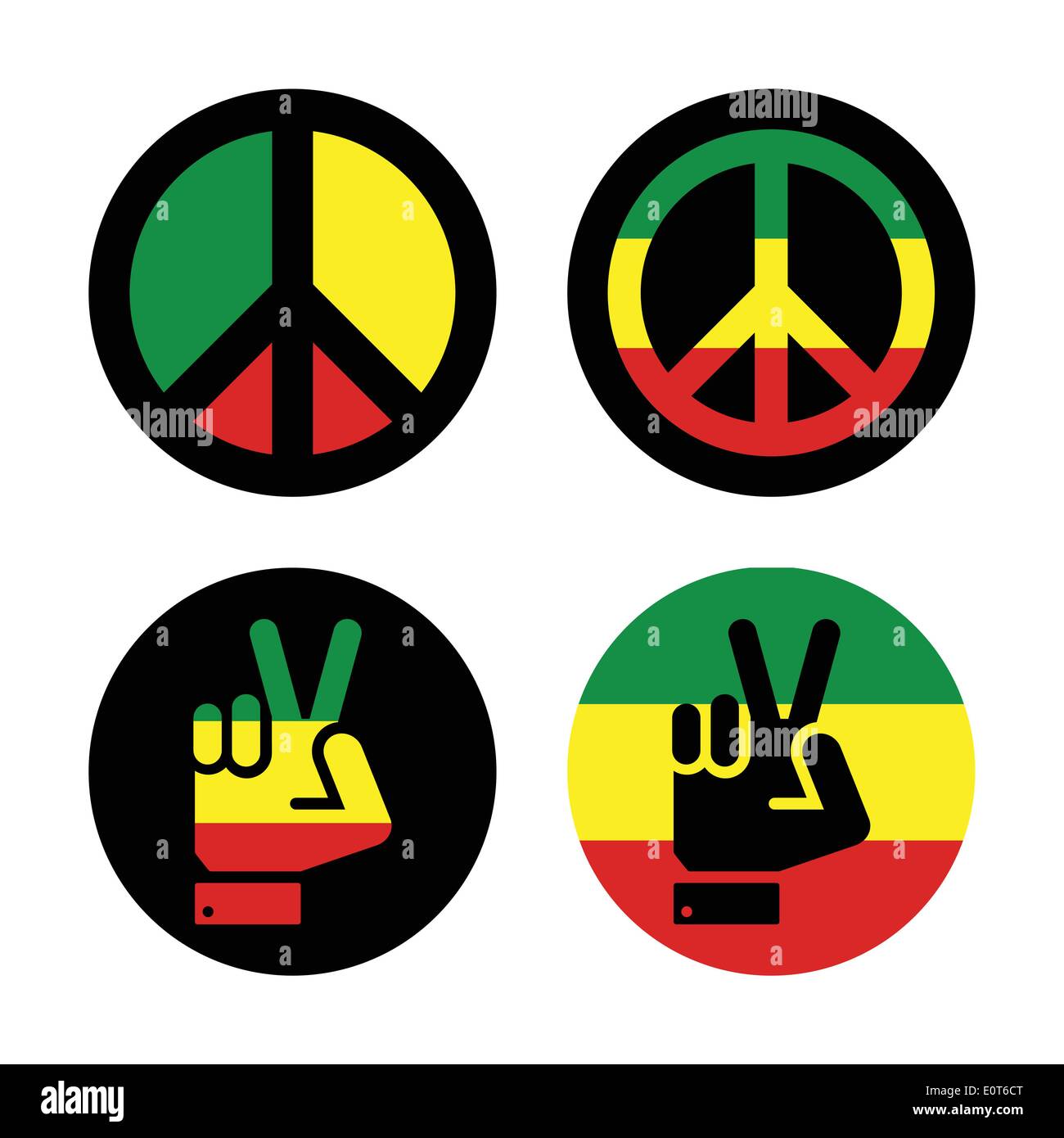 Rasta peace, hand gesture vector icons set Stock Vector