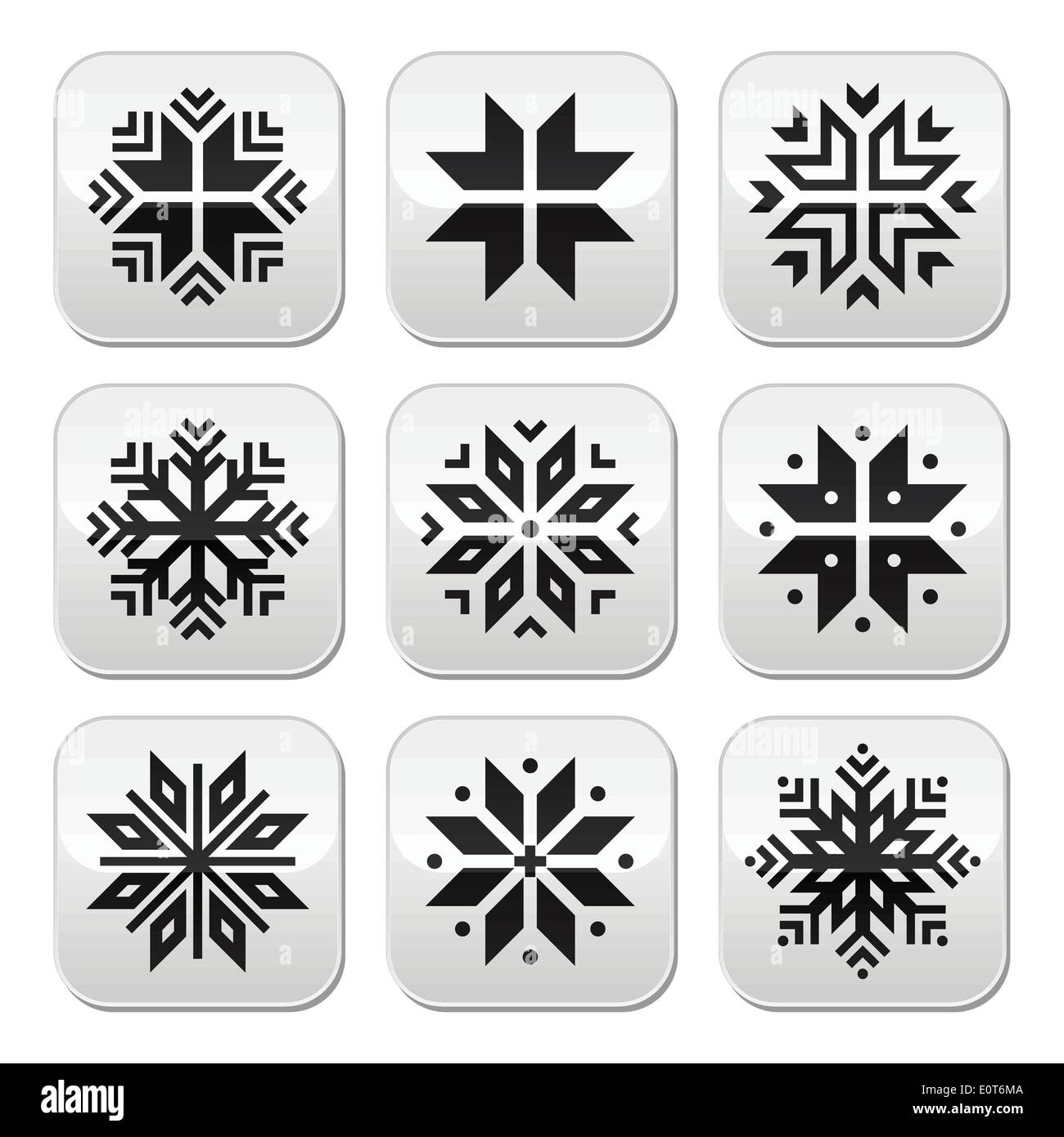 Snowflake winter vector buttons set Winter Christmas buttons set