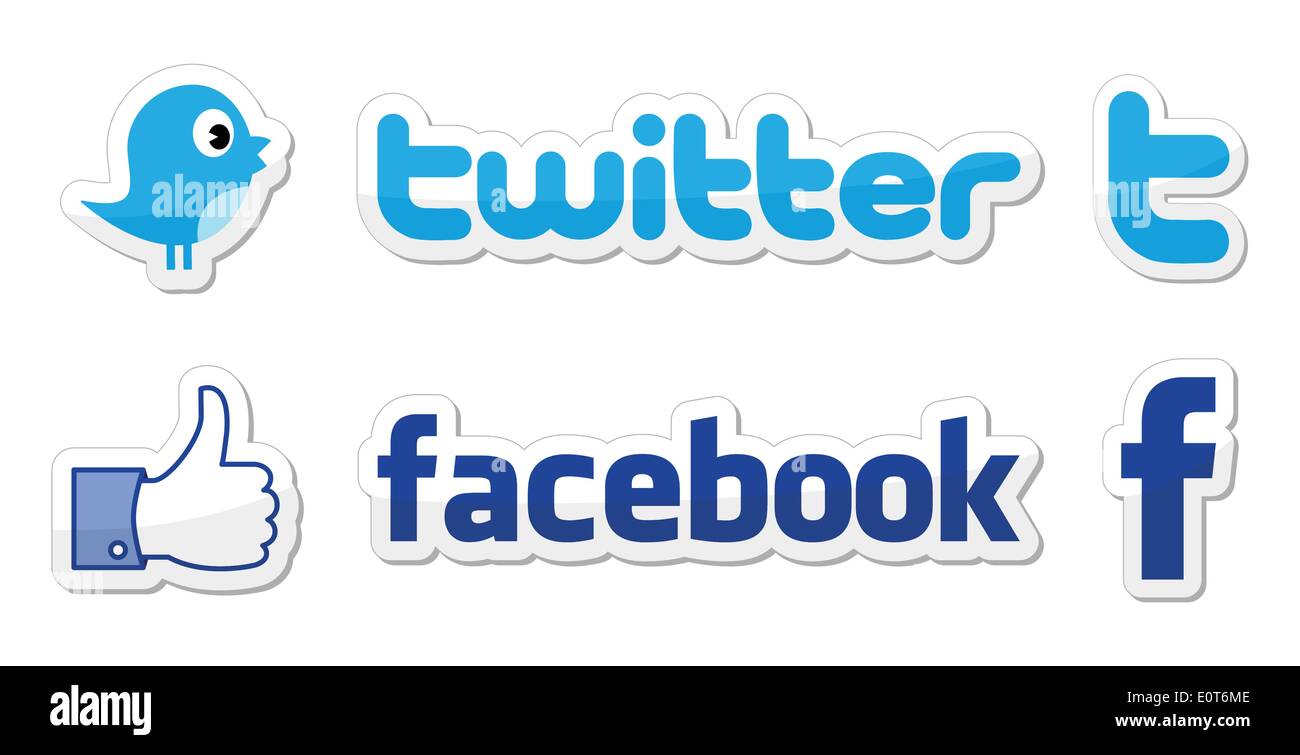 Social media buttons - facebook, twitter Stock Vector