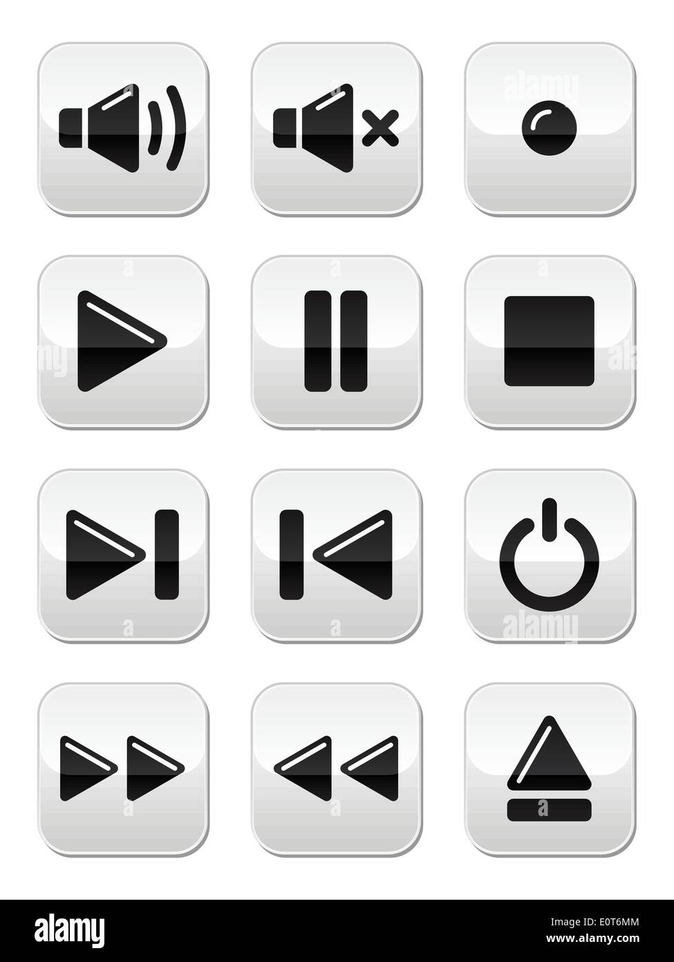 Sound music buttons set. Glossy audio/media buttons with sound, play