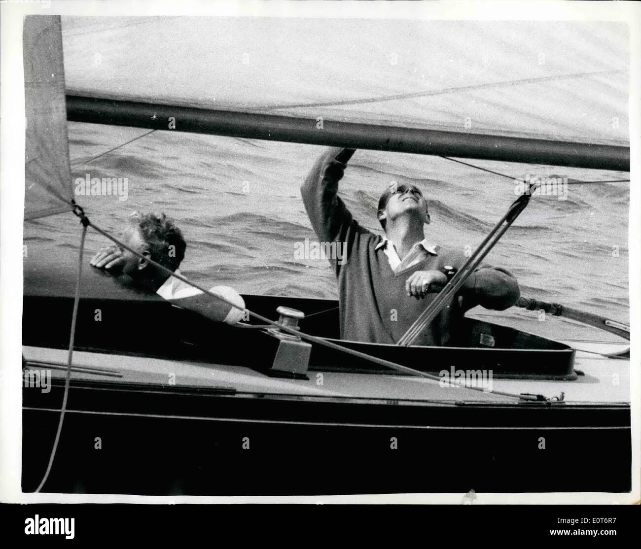 Aug. 03, 1960 - 3-8-60 Cowes Yachting Week Ã¢â‚¬â€œ Duke goes racing in Ã¢â‚¬Å“BluebottleÃ¢â‚¬Â. hoto Shows: The Duke Stock Photo