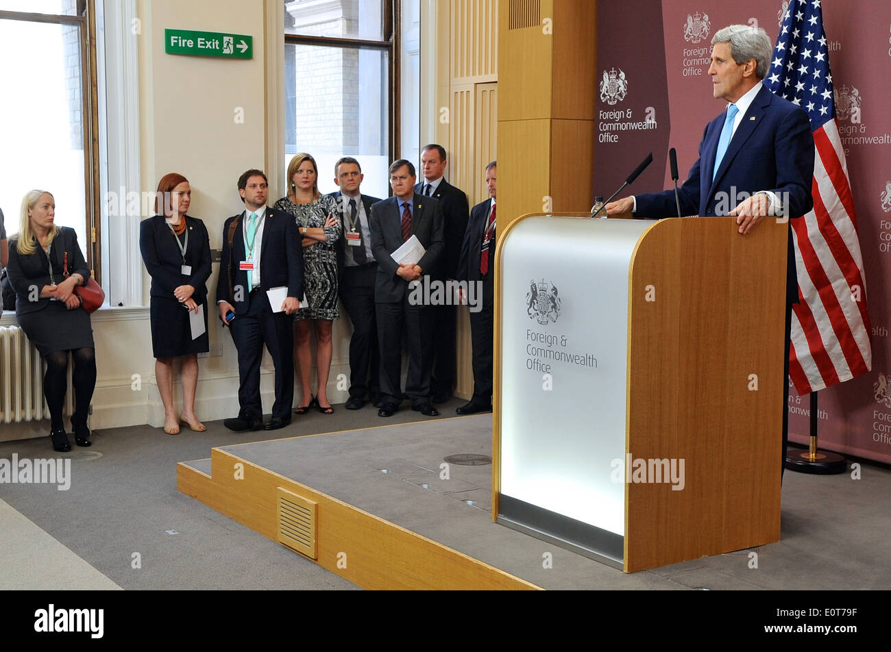 Secretary Kerry Holds News Conference in London Stock Photo