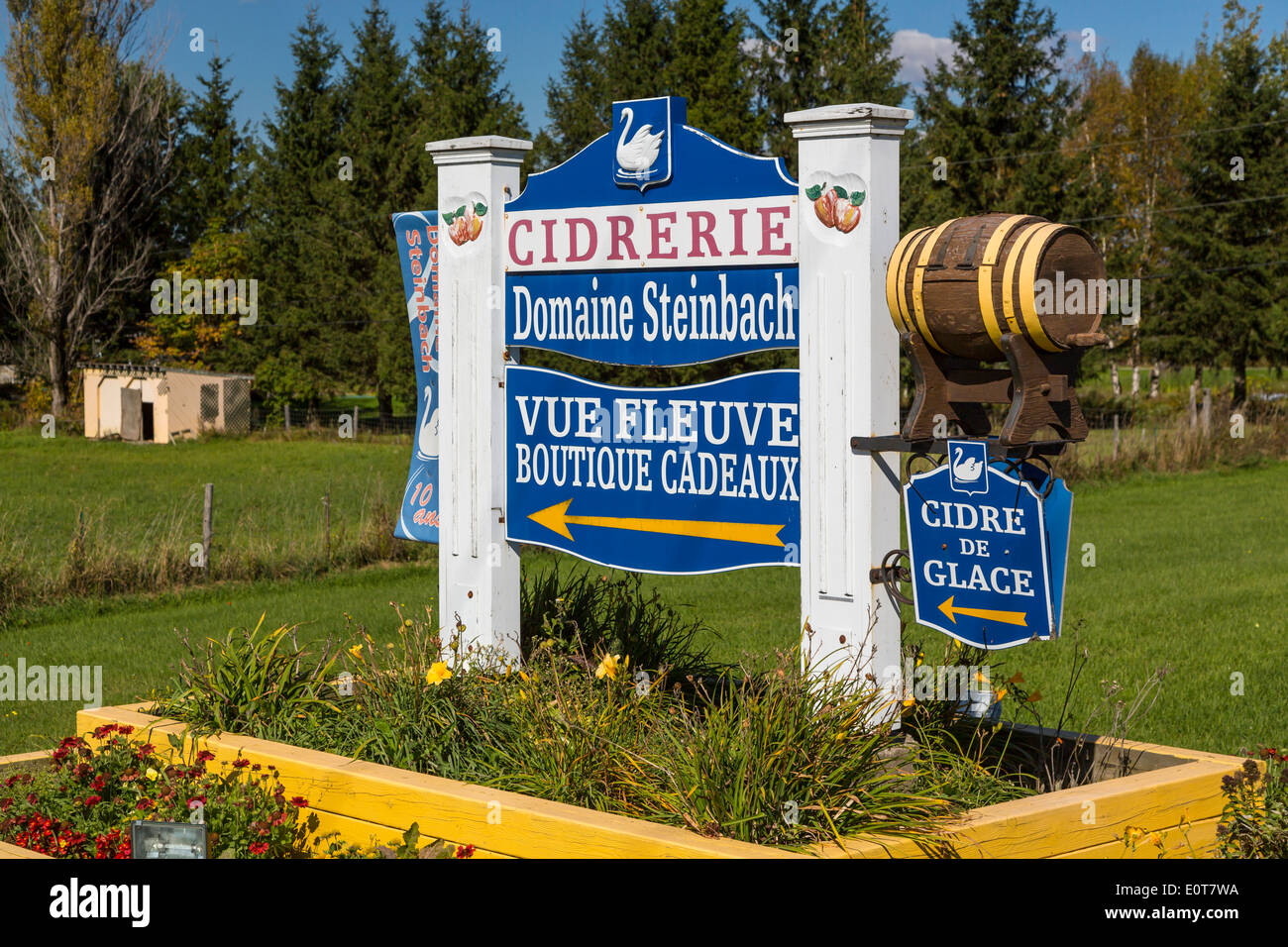 An apple cider farm sign on the island of Ile d' Orleans, Quebec