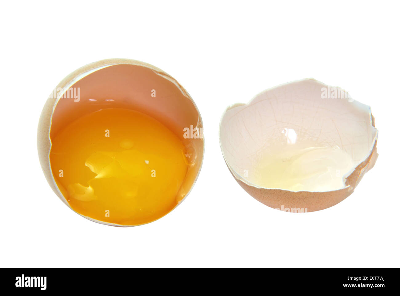 Broken egg shell isolated on a white background. Stock Photo