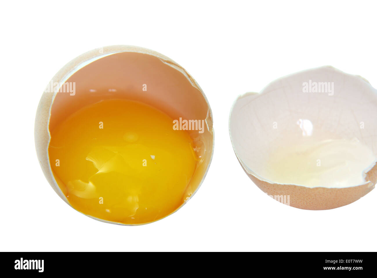 Broken egg shell isolated on a white background. Stock Photo