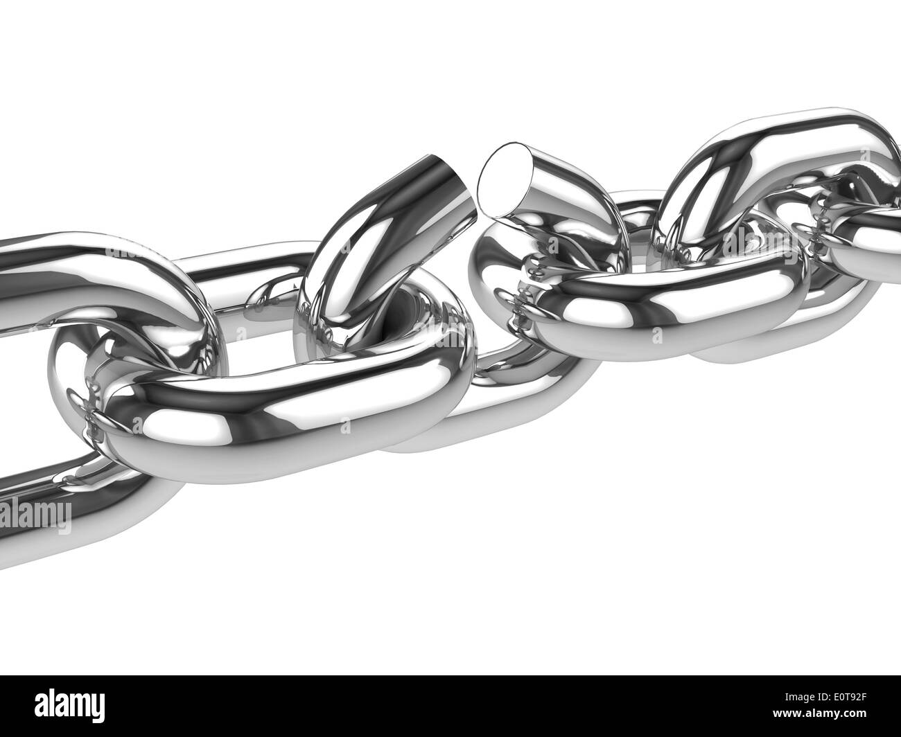 Link in steel chain snaps under pressure Stock Photo Alamy