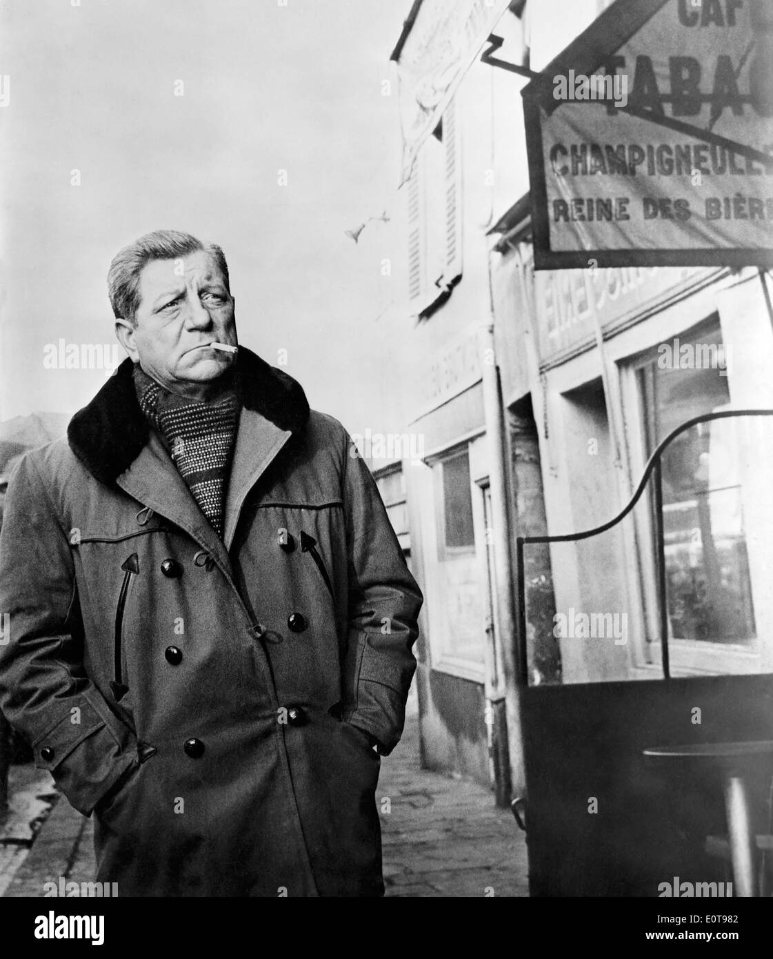 Jean Gabin, on-set of the French Film, 'Deadlier Than the Male' (aka Voici le Temps des Assassins), 1956 Stock Photo