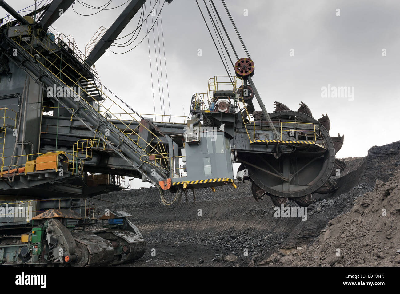 Coal mining in rainy day Stock Photo