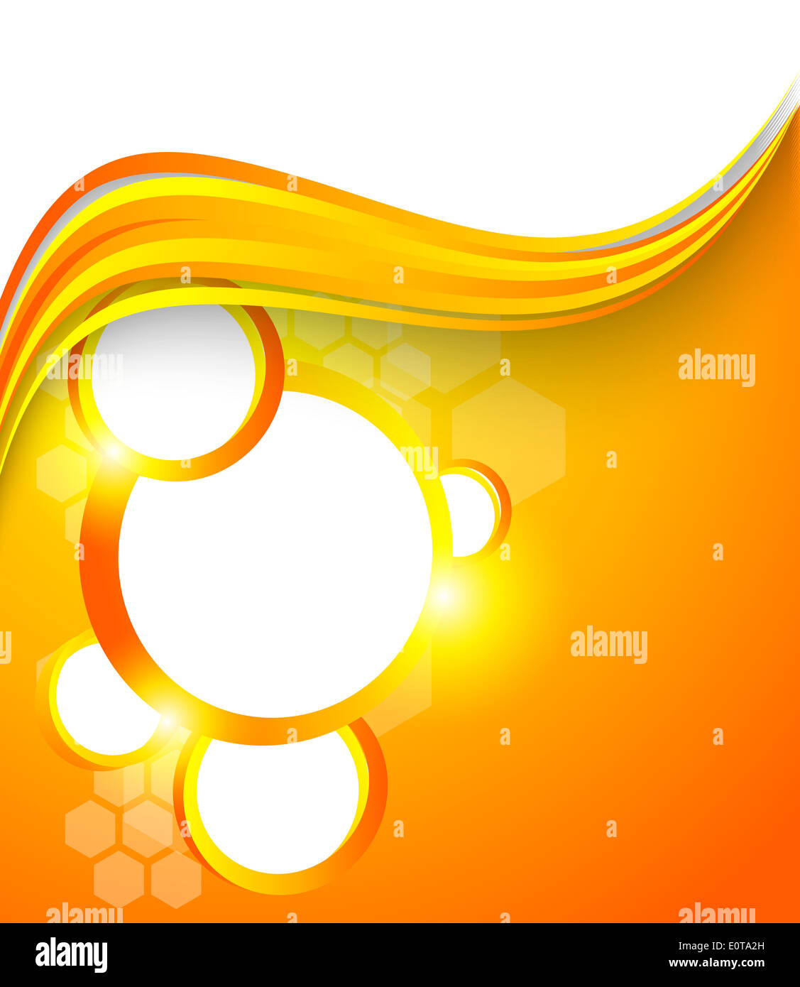 Abstract orange brochure. Shiny illustration. Wavy background with ...