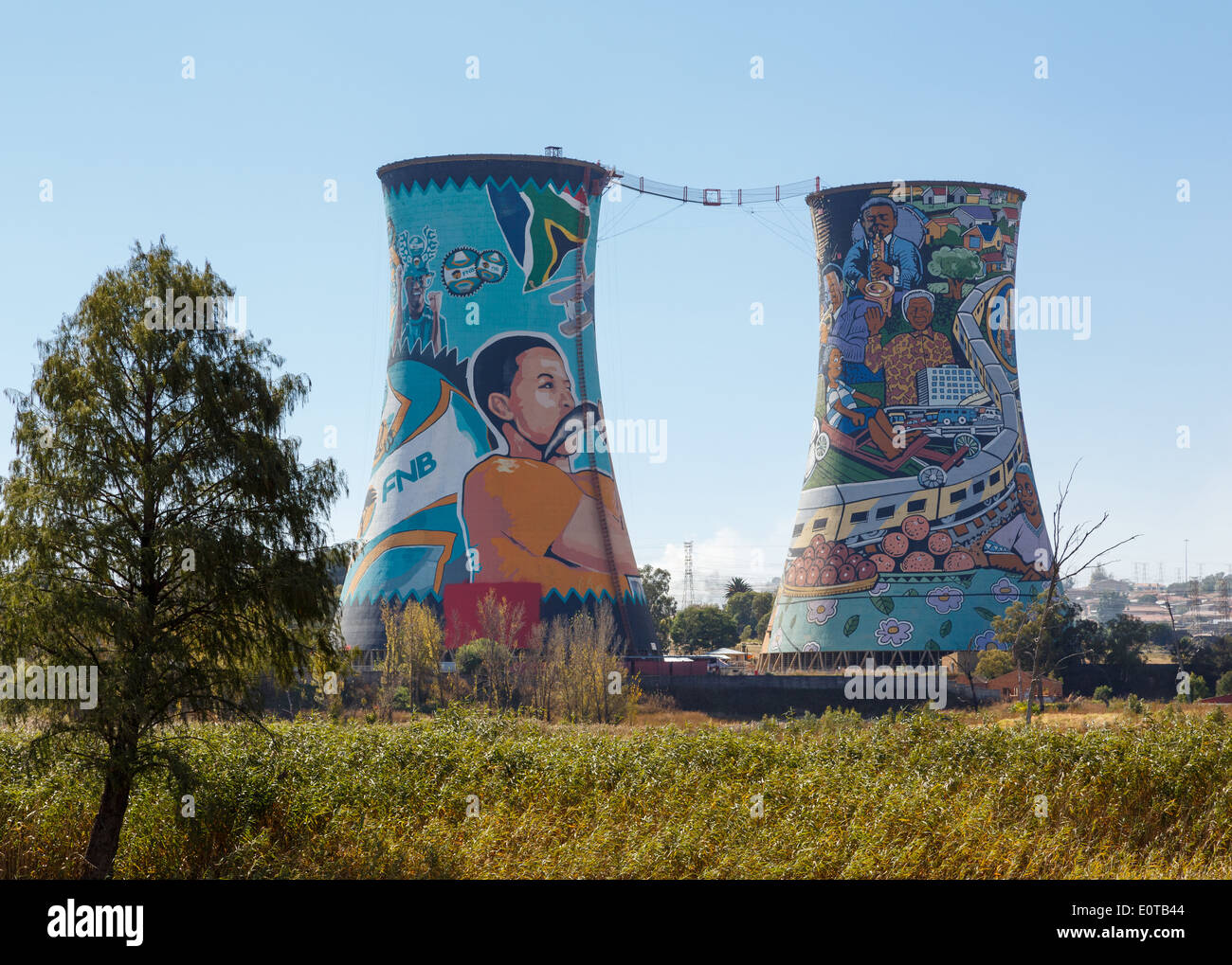 The Two Cooling Towers Of Orlando Power Station With Mural Paintings The Two Cooling Towers Of Orlando Power Station With Mural Paintings