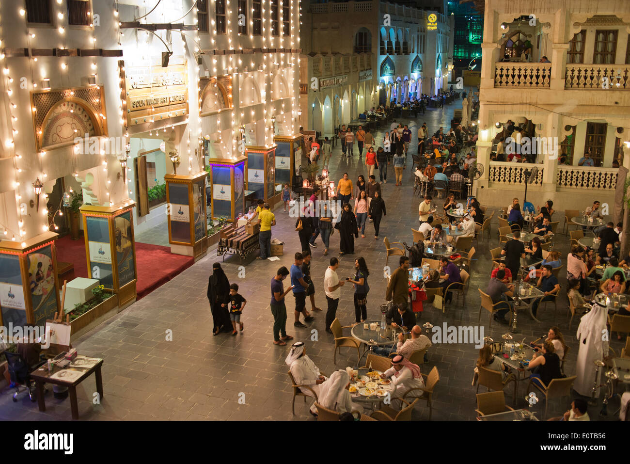 Doha. Qatar. Souq Waqif. People sitting at outdoor cafes Stock Photo ...