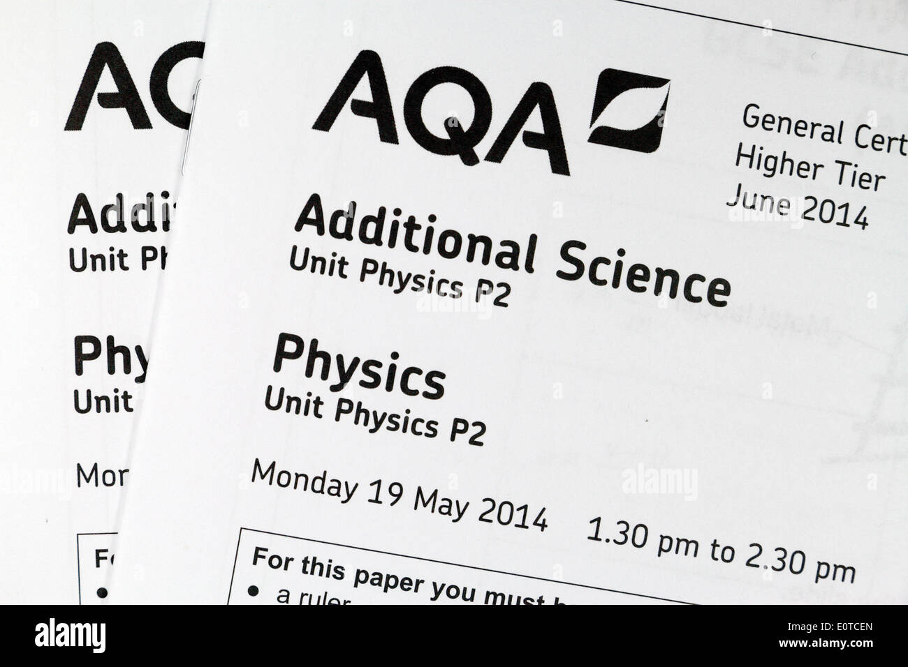 Latest Uk Gcse Additional Science Physics Exam Paper Aqa Board Sat On 19th May 14 Stock Photo Alamy Latest Uk Gcse Additional Science Physics Exam Paper Aqa Board Sat On 19th May 14 Stock Photo Alamy