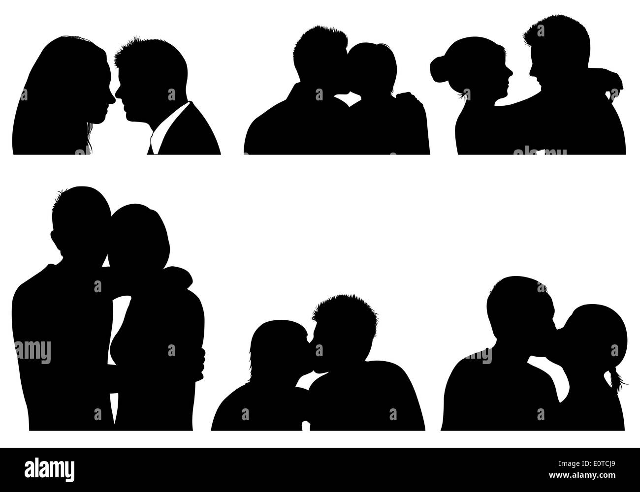 Set of couple in different positions Stock Photo