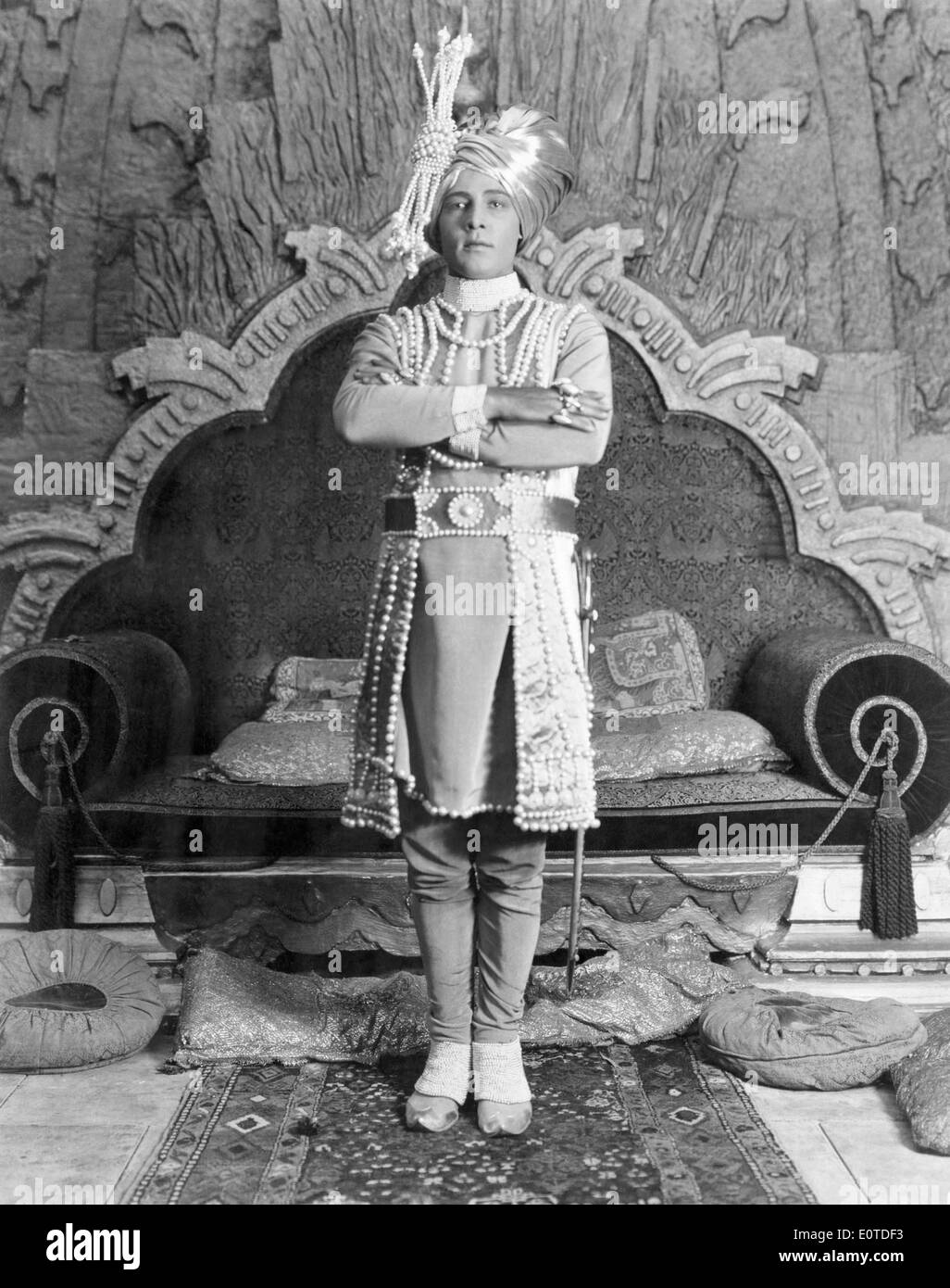 Rudolph Valentino, on-set of the Silent Film, 'The Young Rajah', 1922 Stock Photo