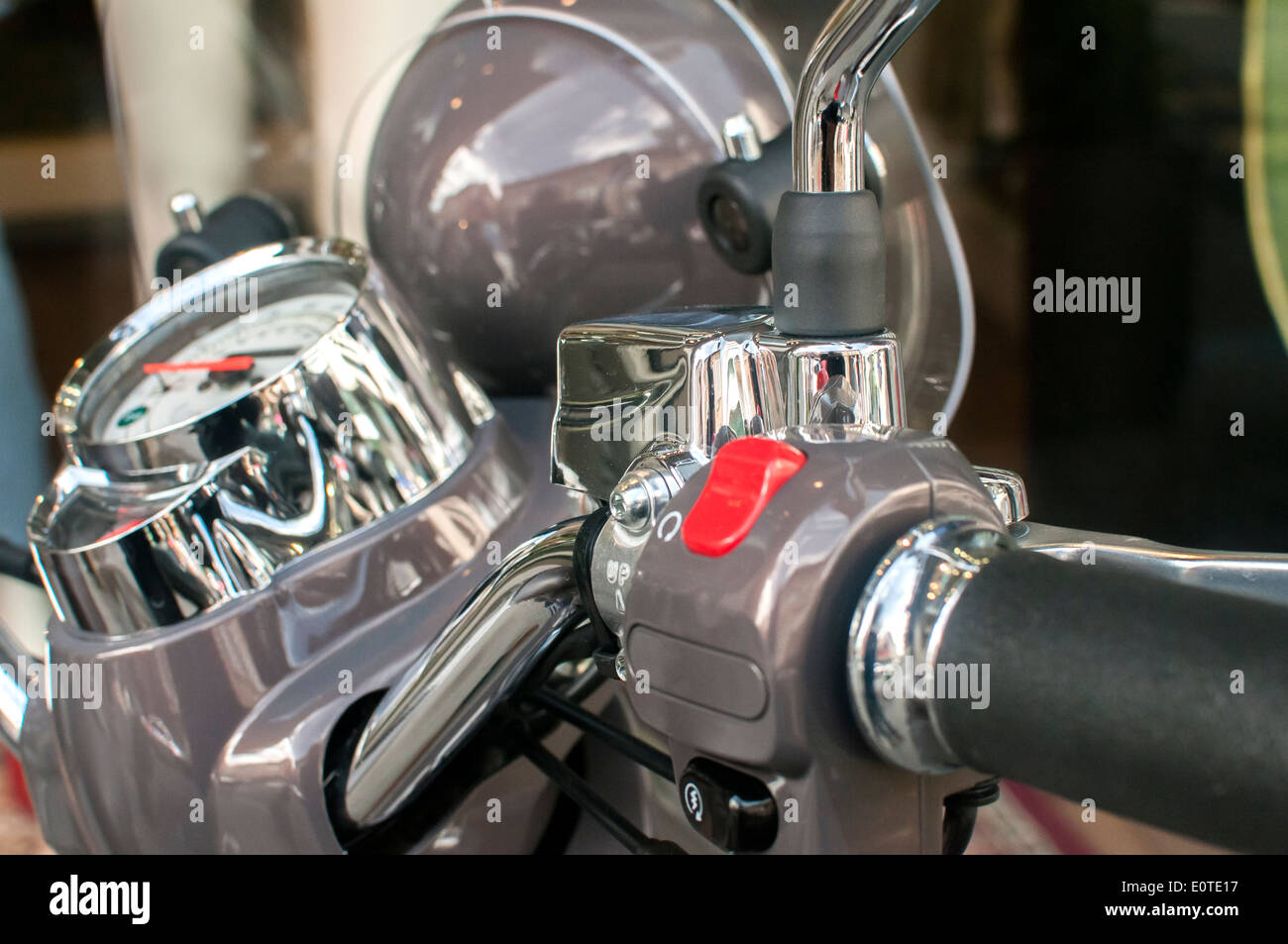 Scooter handlebar closeup Stock Photo Alamy