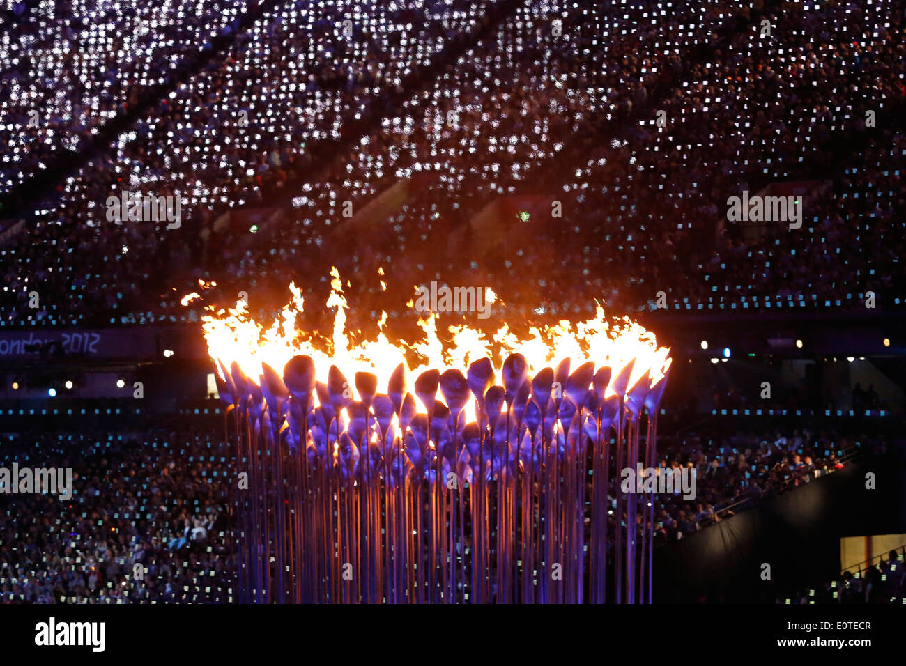 The Olympic flame at the Olympic Stadium during the closing ceremony of the London 2012 Paralympic Games, London, Britain, 09 September 2012. Stock Photo