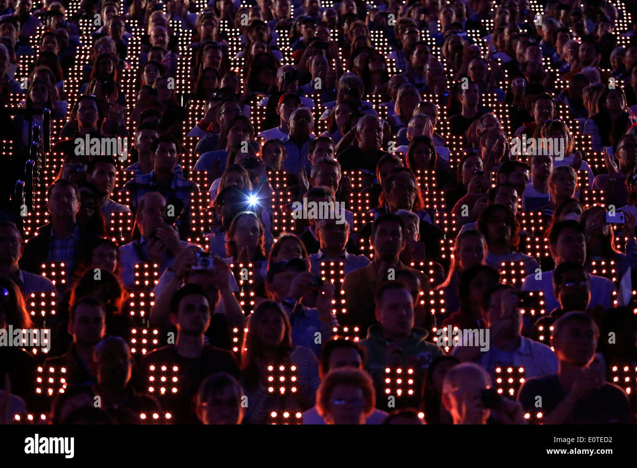Spectators at the Olympic Stadium during the closing ceremony of the London 2012 Paralympic Games, London, Britain, 09 September 2012. Stock Photo