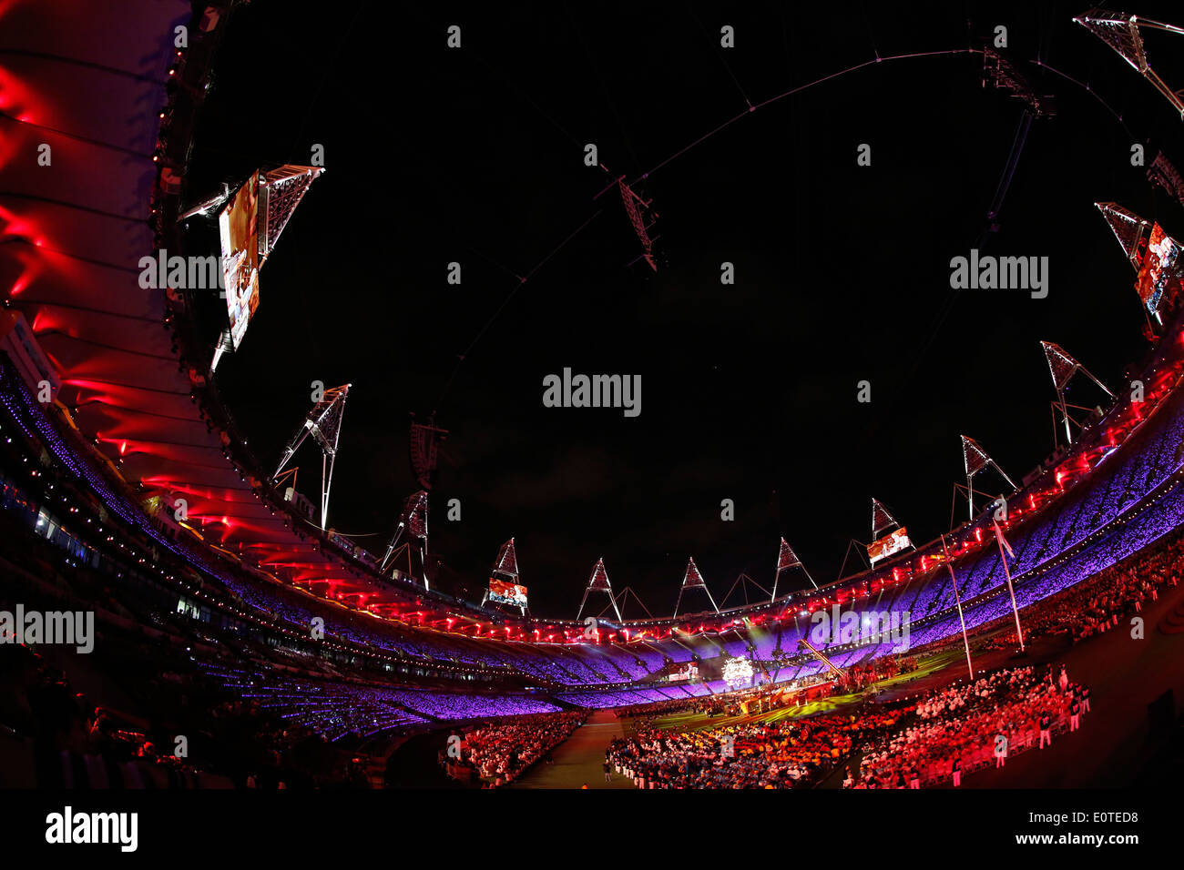 A general view of the Olympic Stadium during the closing ceremony of the London 2012 Paralympic Games, London, Britain, 09 September 2012. Stock Photo