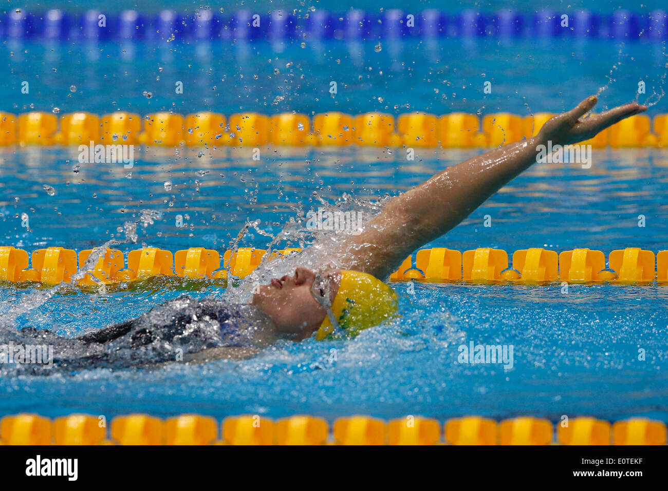 Jacqueline Freney of Australia on her way to win the gold during the women's 200m IM - SM7 final swimming session competition held at the Aquatics Center during the London 2012 Paralympic Games in London, Britain, 02 September 2012. Stock Photo
