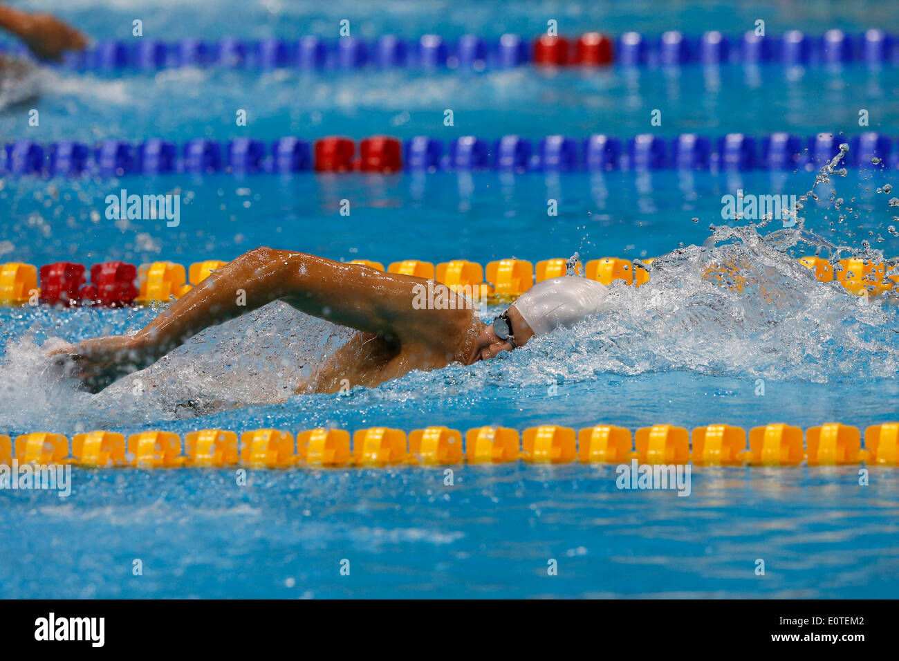 Jon Margeir Sverrisson of Iceland on his way to win the gold during the men's 200m Freestyle - S14 final swimming session competition held at the Aquatics Center during the London 2012 Paralympic Games in London, Britain, 02 September 2012. Stock Photo