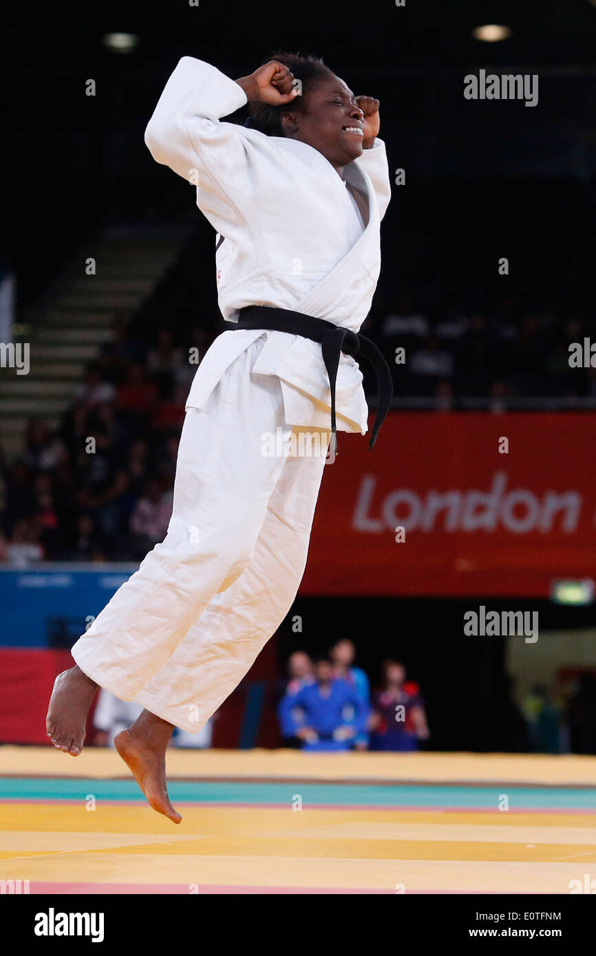 Dalidaivis Rodriguez Clark celebrates after she won the gold medal against  Tong Zhou of China (not in the picture) during the women's -63kg London  2012 Paralympic Games Judo competition in London, Britain,