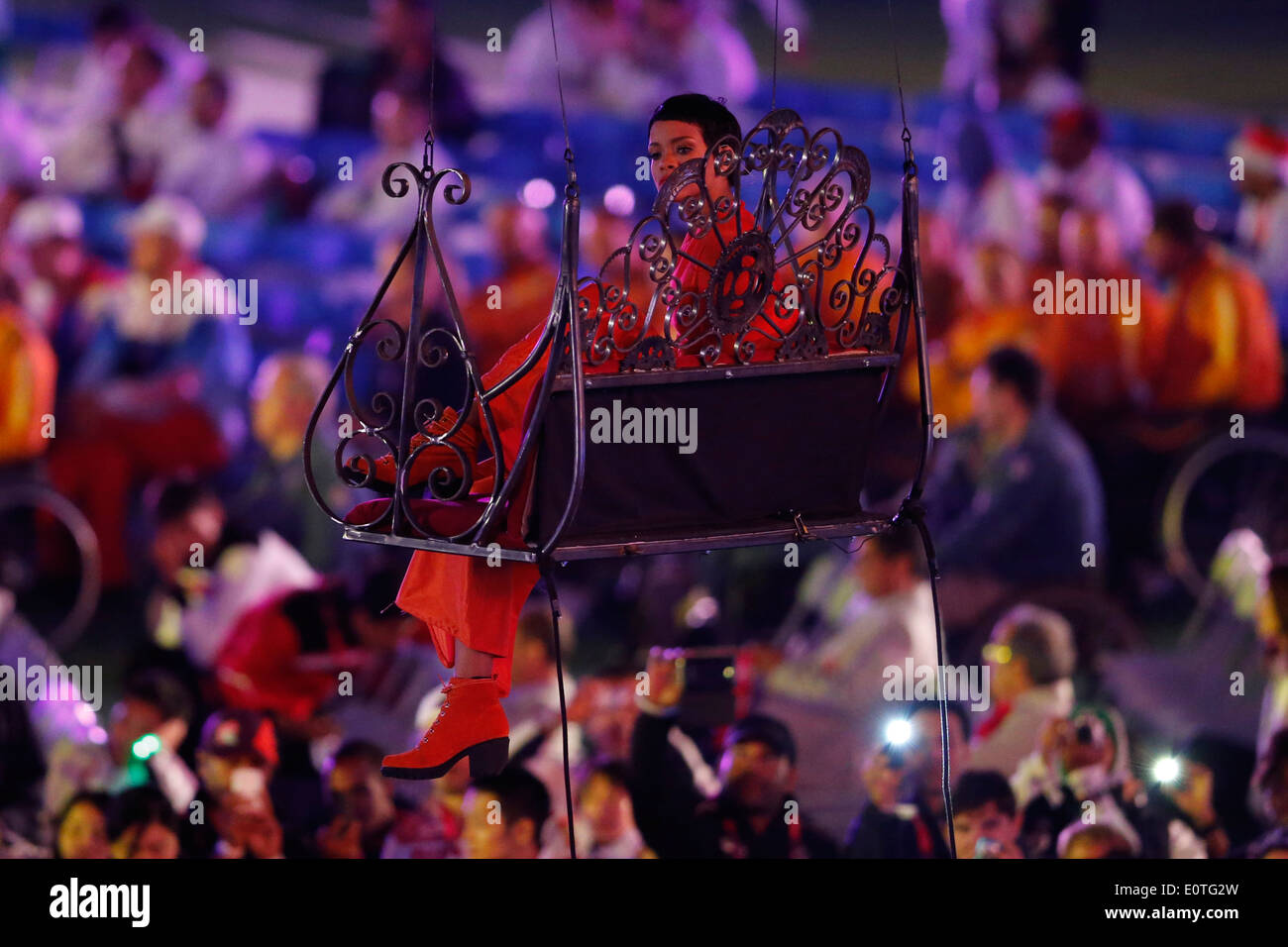 Barbadian singer Rihanna performs in the Olympic Stadium during the closing ceremony of the London 2012 Paralympic Games, London, Britain, 09 September 2012. Stock Photo