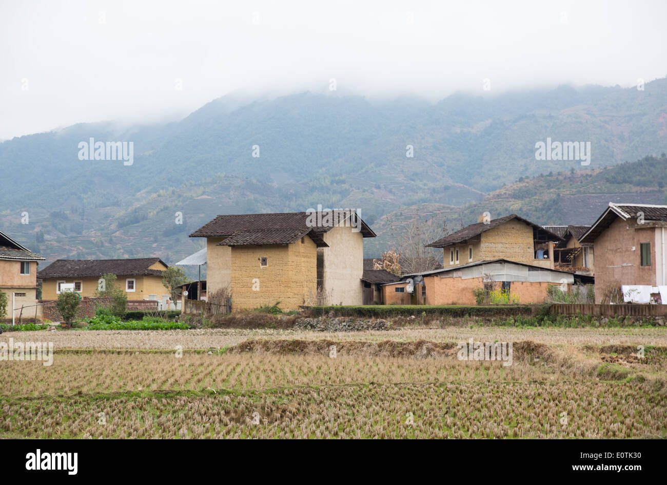 traditional hakka earthen houses in fujian province, china. classified as world unesco heritage. Stock Photo