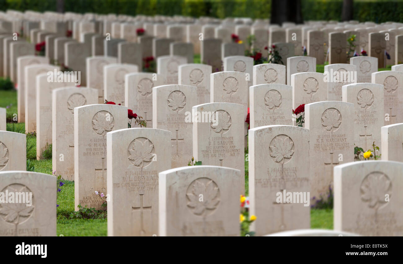 Commonwealth War graves at cemetery in Cassino Italy Stock Photo